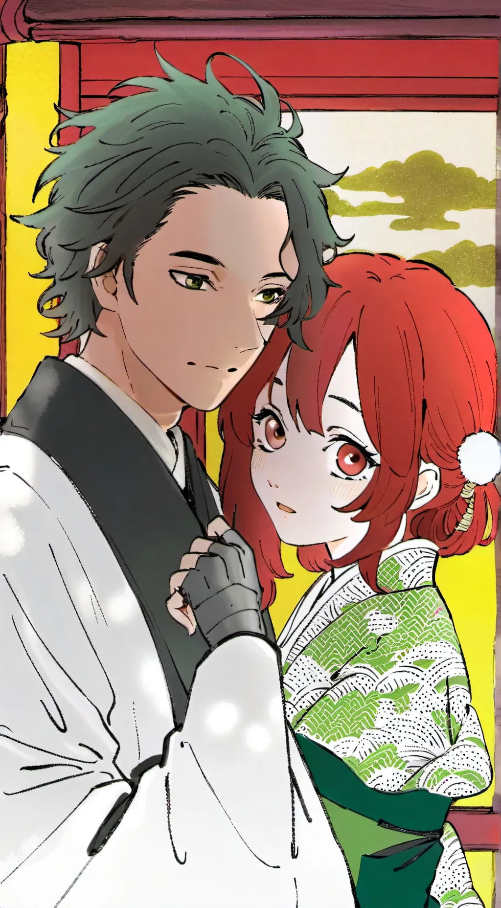 ai character: monoka and Akaii  background