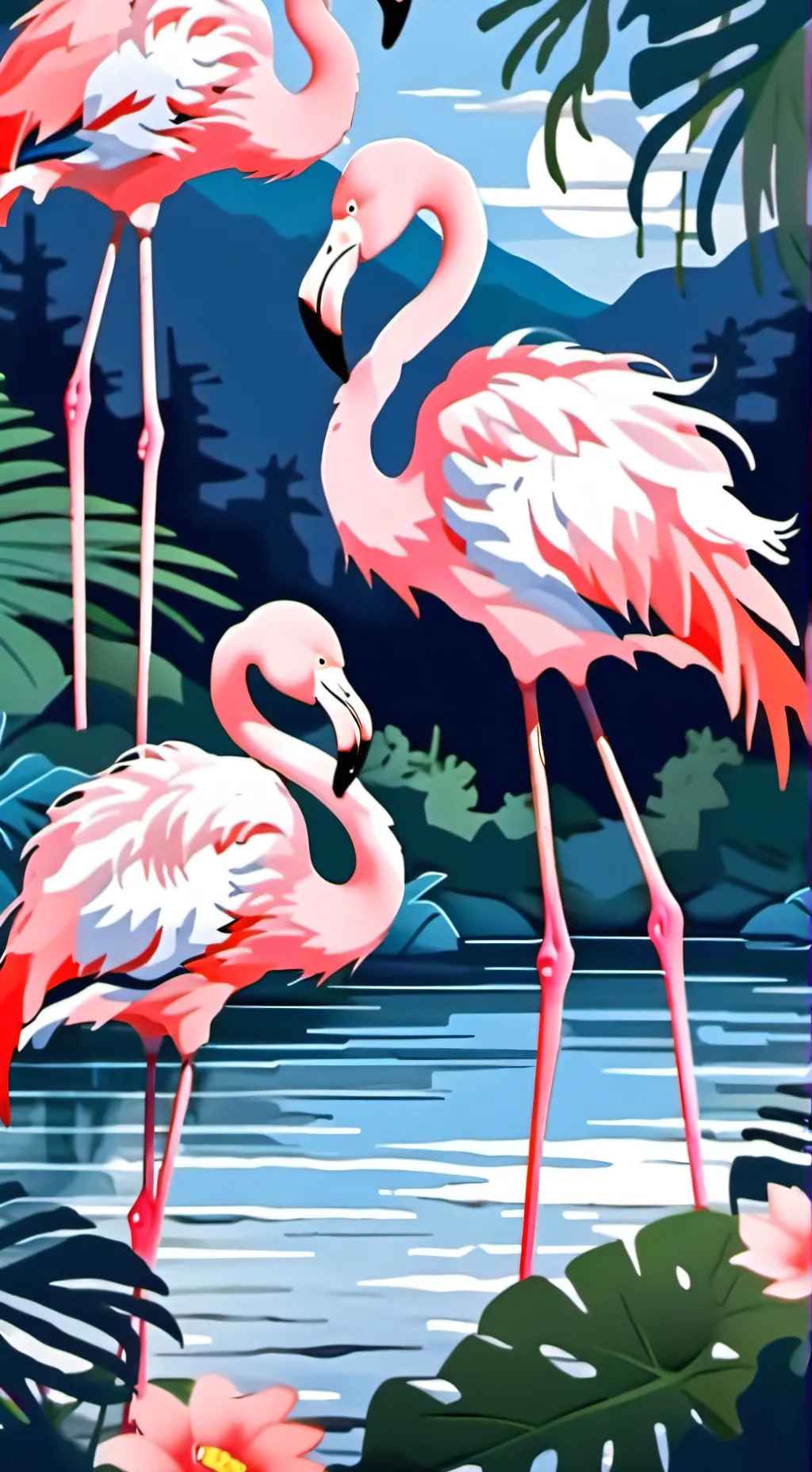 ai character: Flamingo background
