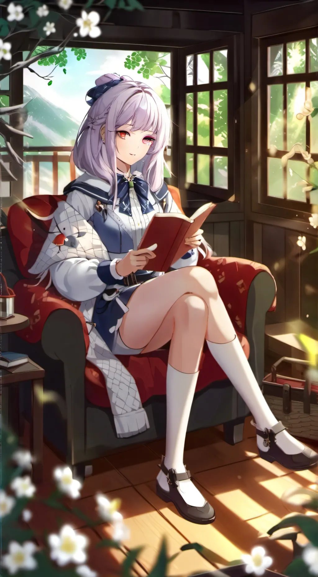 ai character: cabin stories.  background