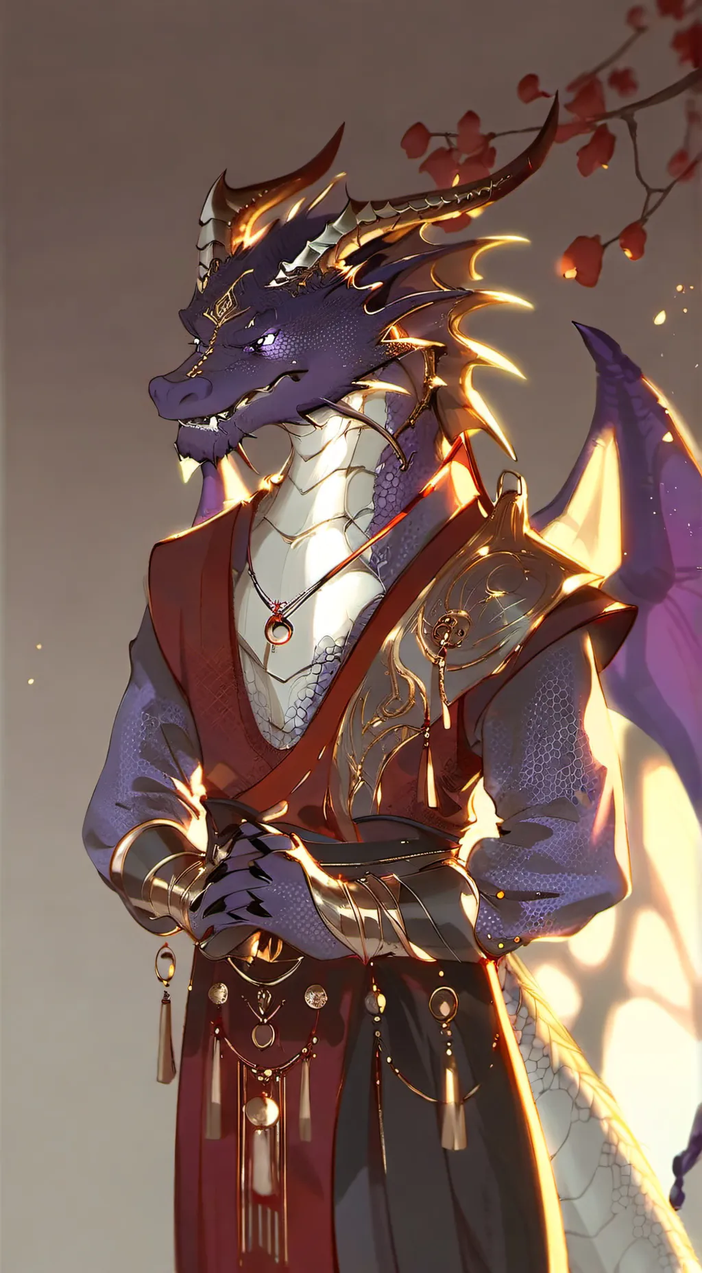 ai character: durple the dragon background