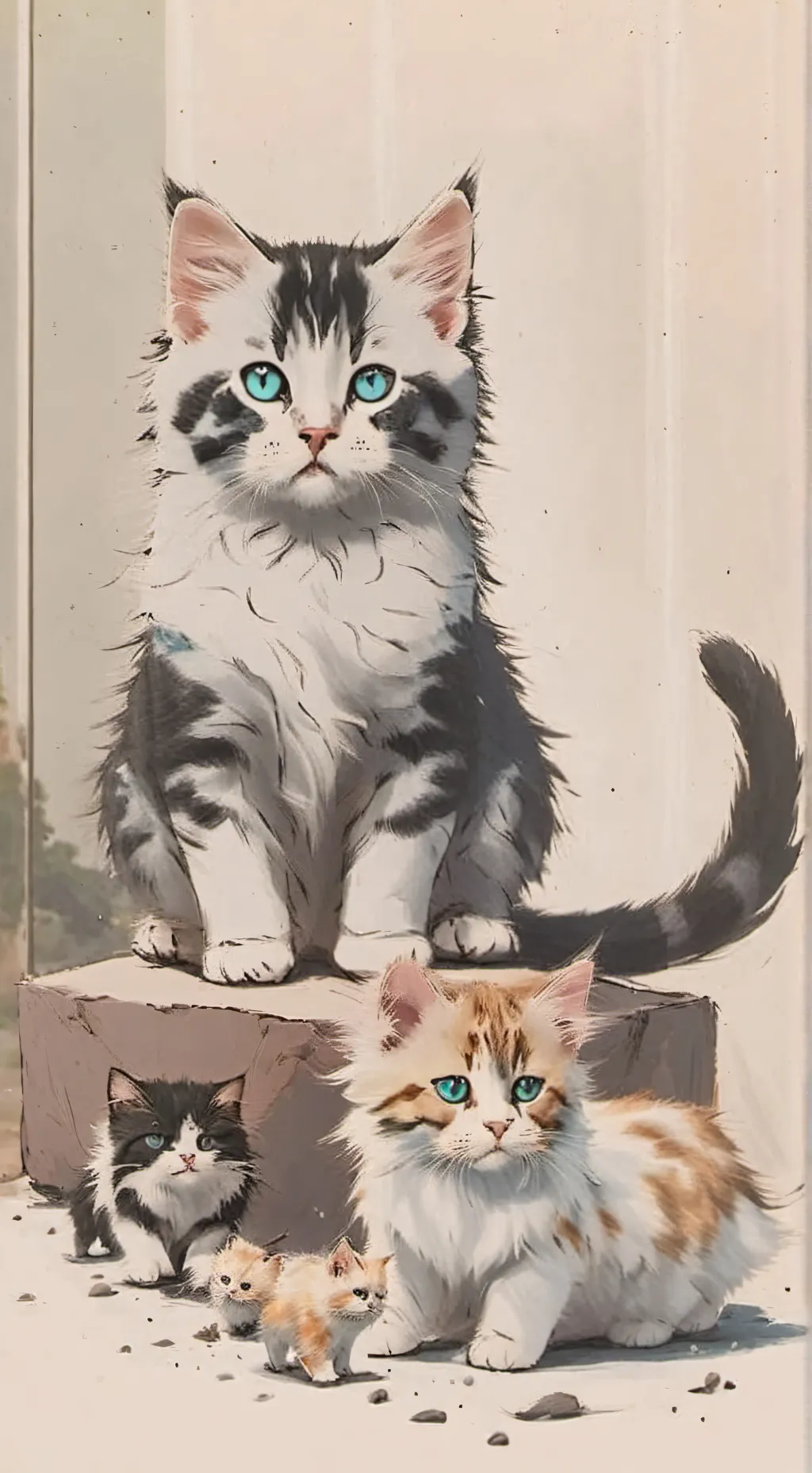 ai character: Mama cat background