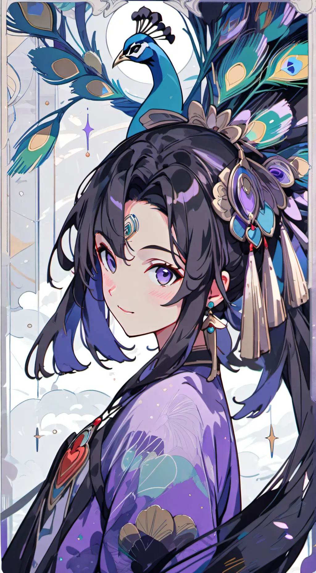 ai character: Peacock Spirit Furry background