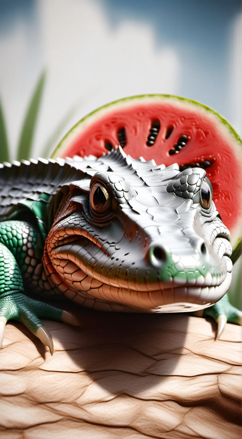 ai character: glorbo frutodilo🐊🍉 background
