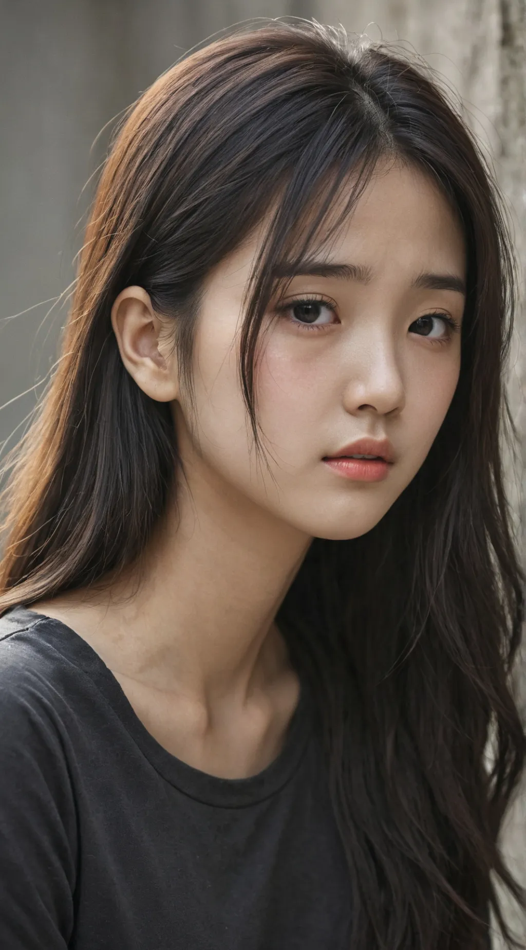 ai character: sad girl  background