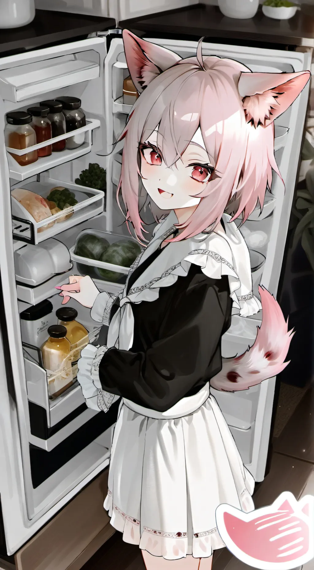 ai character: Pinkie the Hyena Furry background