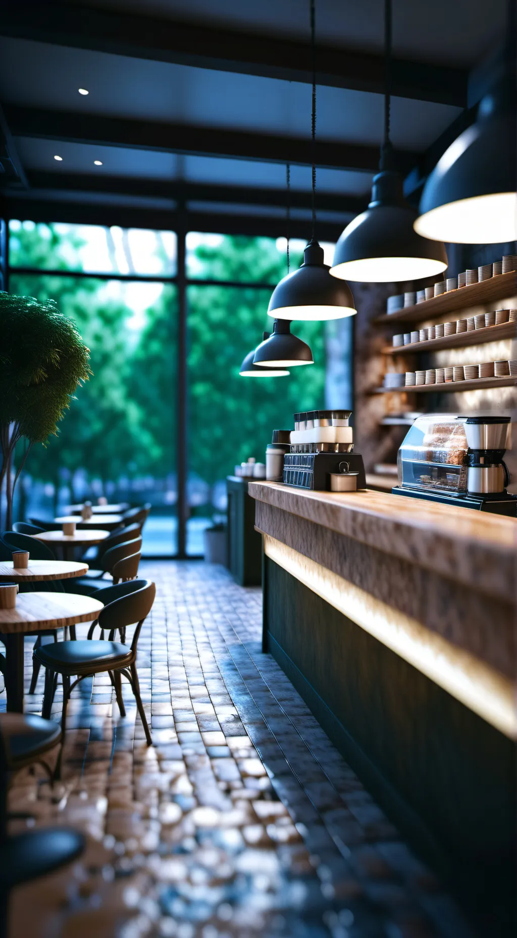 ai character: coffee shop background