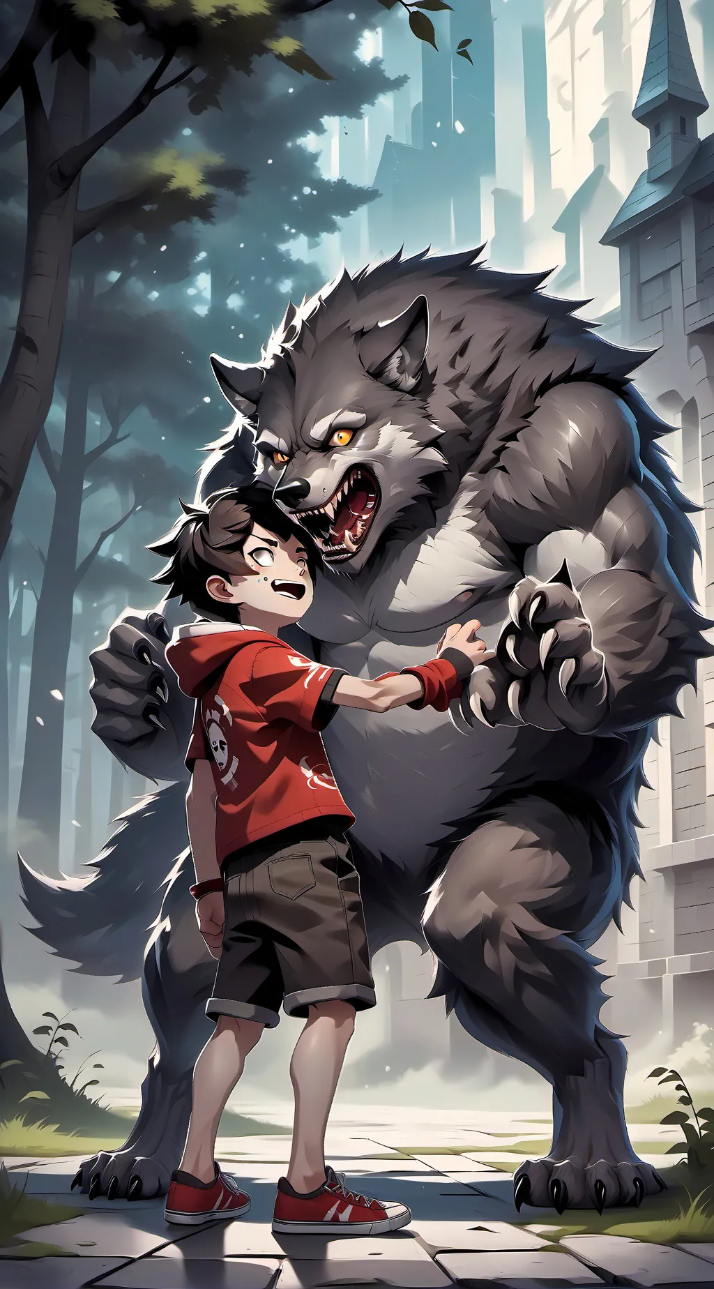 ai character: werewolf  background