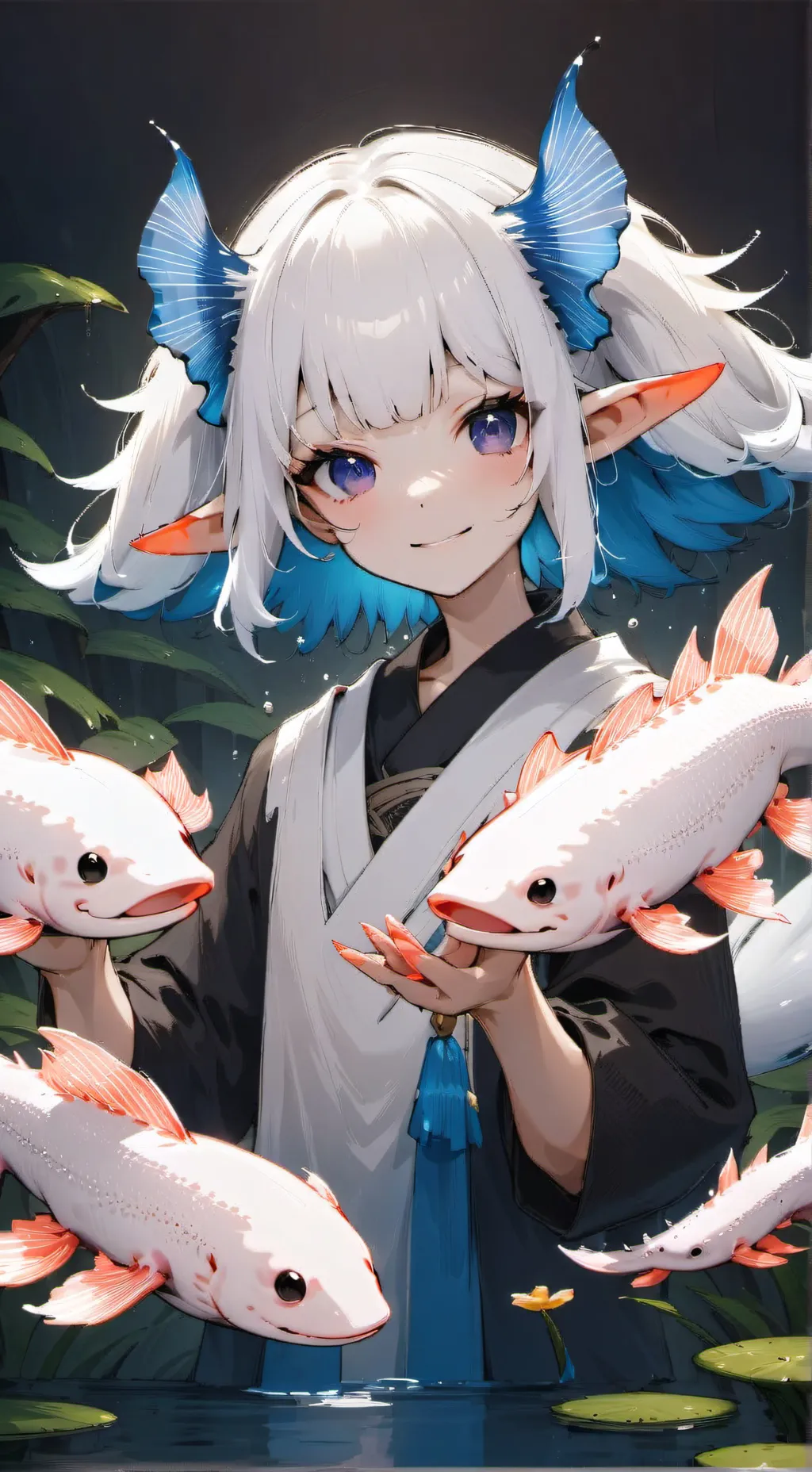 ai character: Azure Axolotl Spir background
