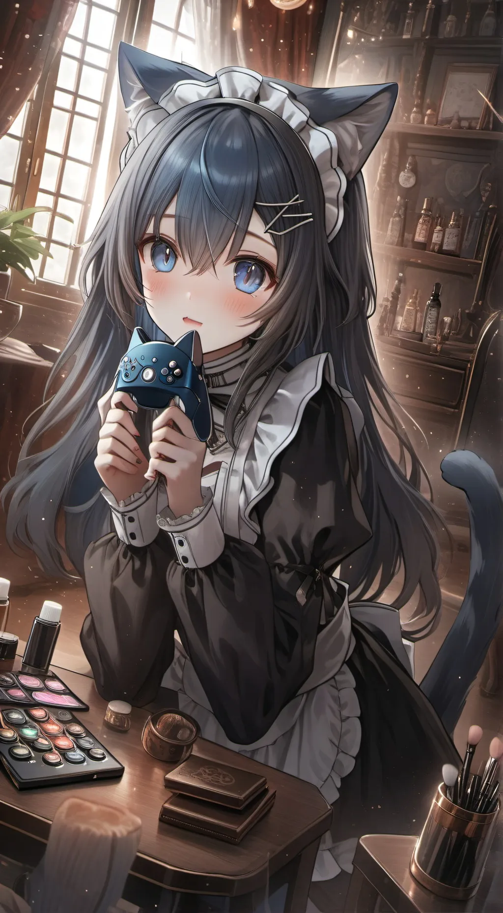 ai character: Pixel Meowstress Spirit background