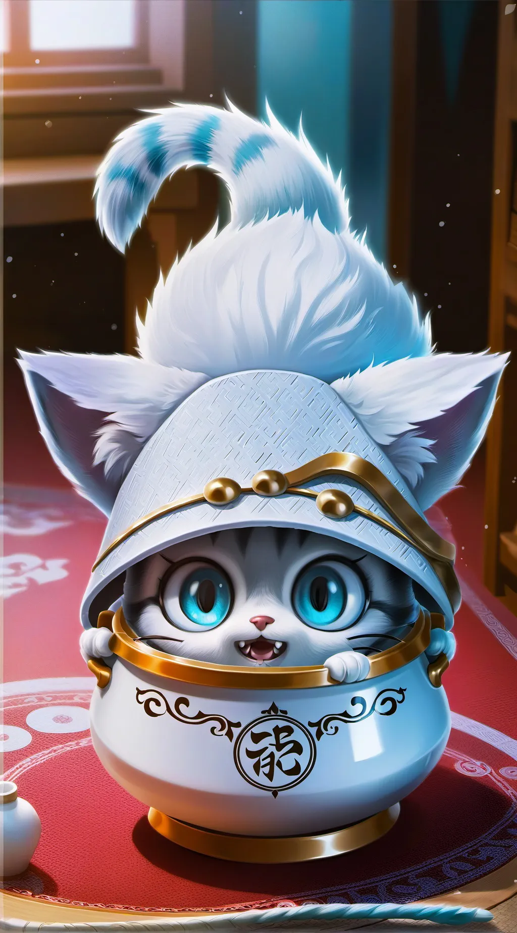 ai character: Poopy the Part-Furry Cat Spirit background