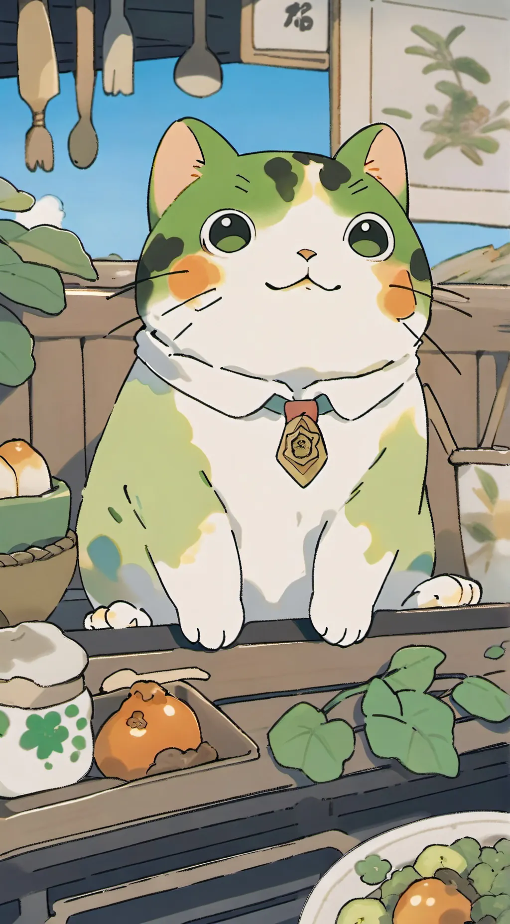 ai character: Tsuyu As a Cat:D background