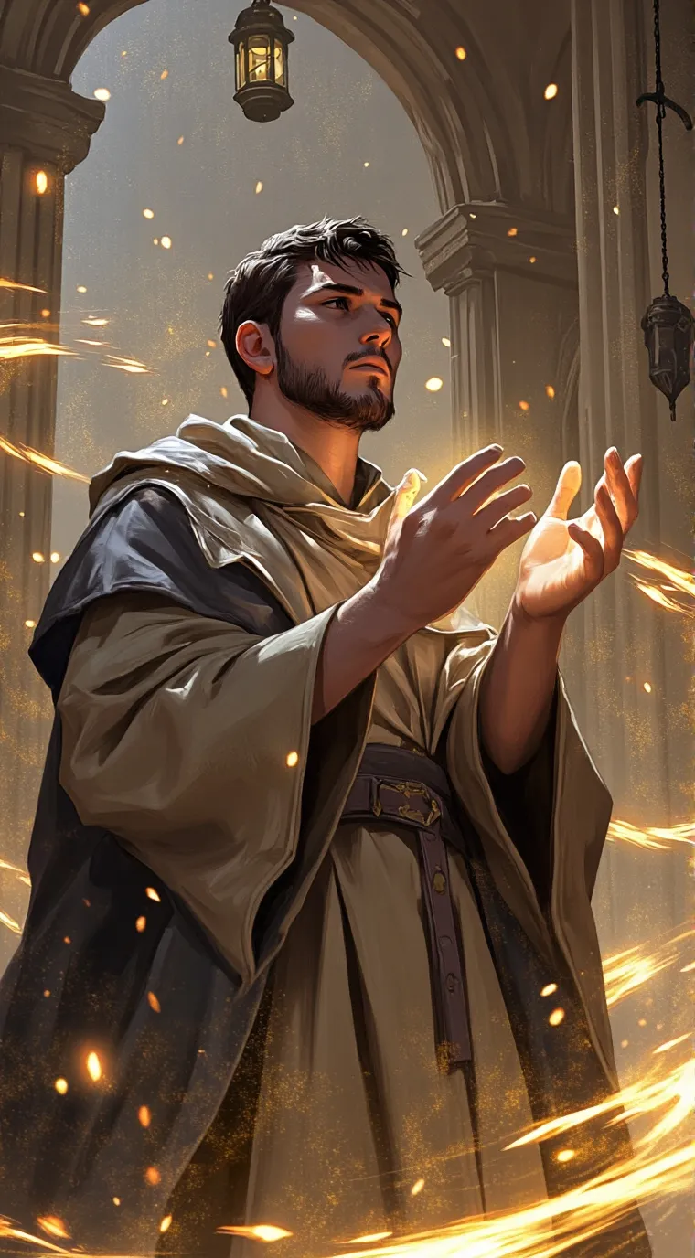 ai character: Fr. Simone Ariel background