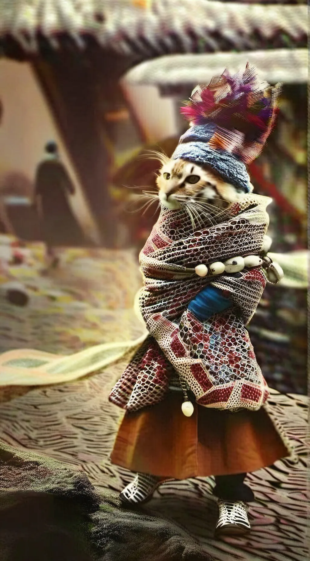 ai character: Gatito Azteca background