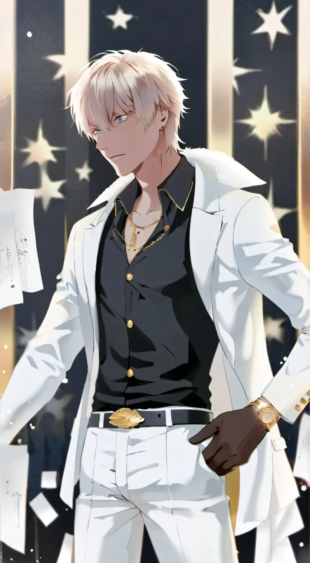 ai character: waldo gold  background