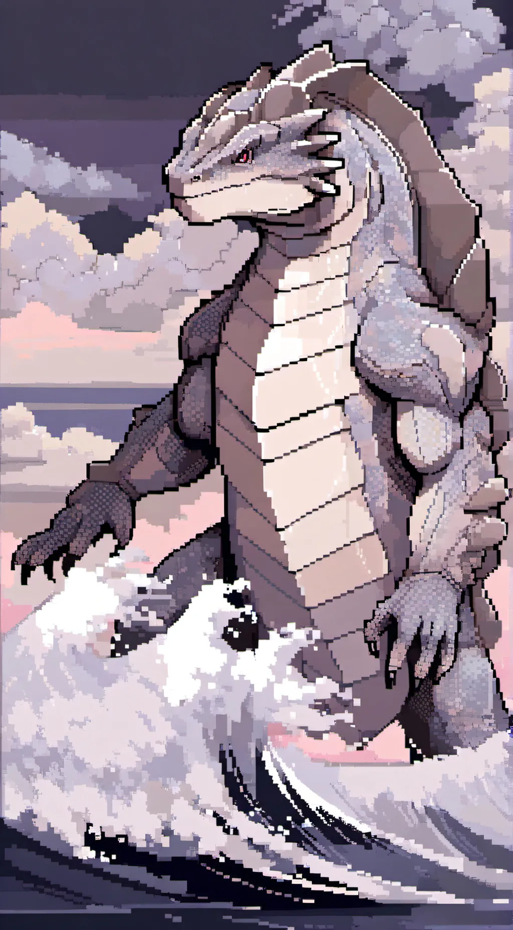 ai character: Godzilla (female) background