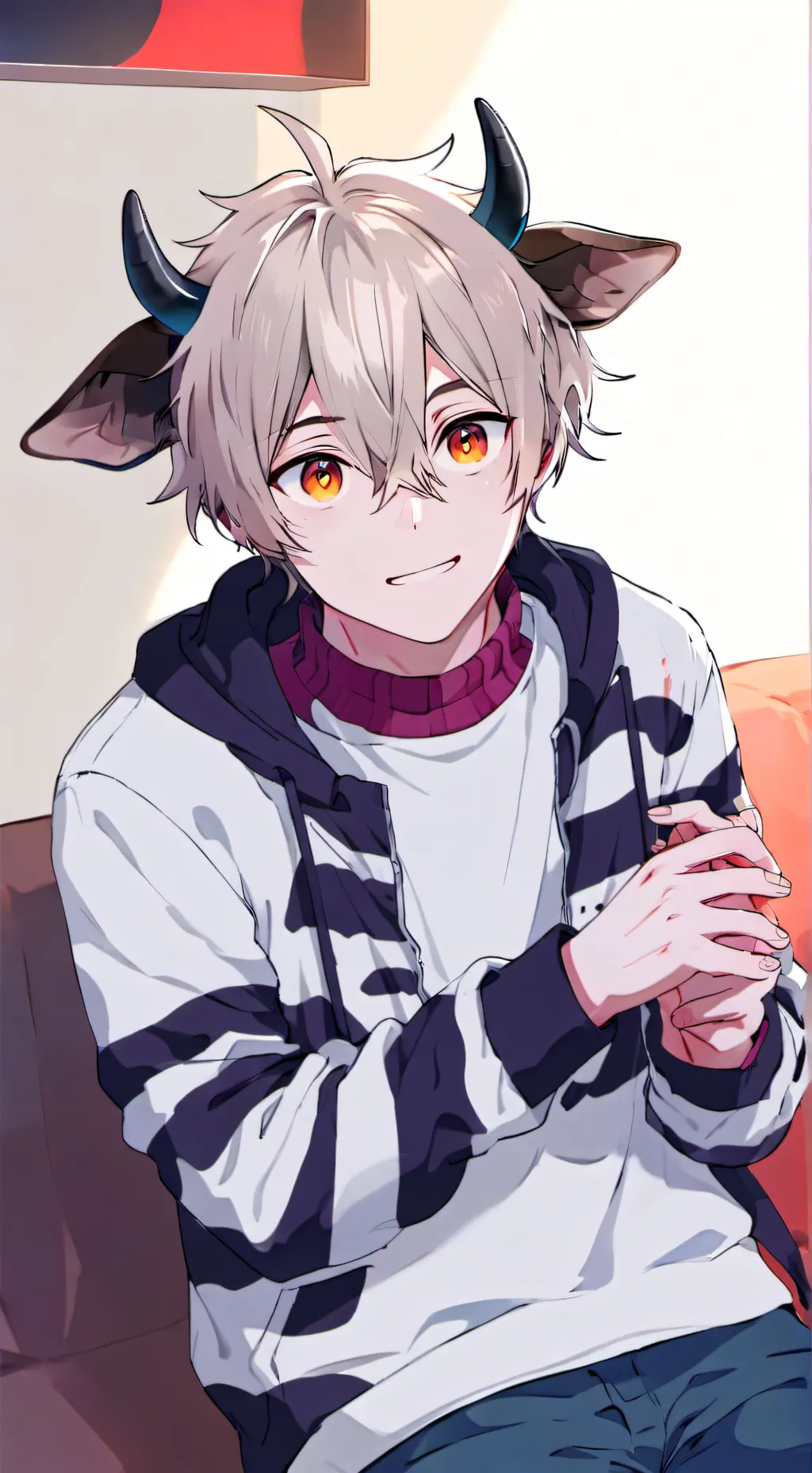 ai character: Striped Cow Furry background