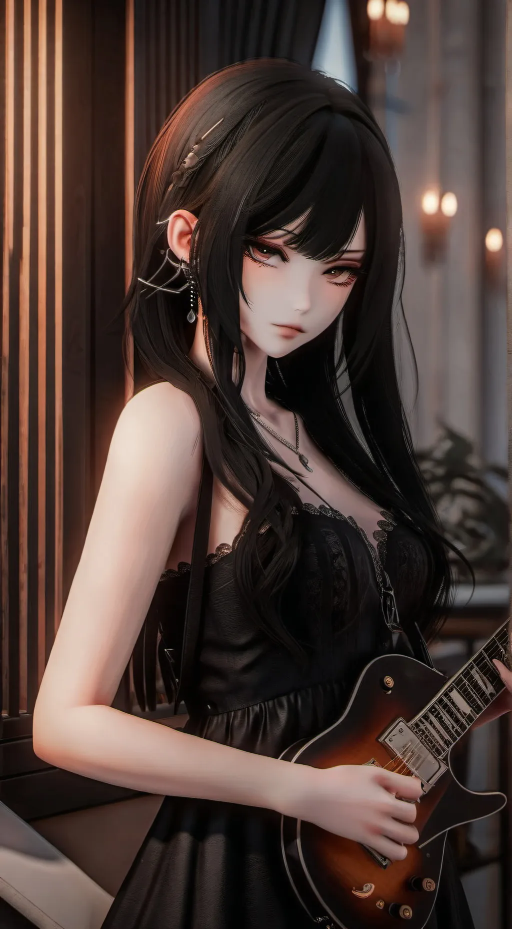 ai character: bella 🖤💗✨ background