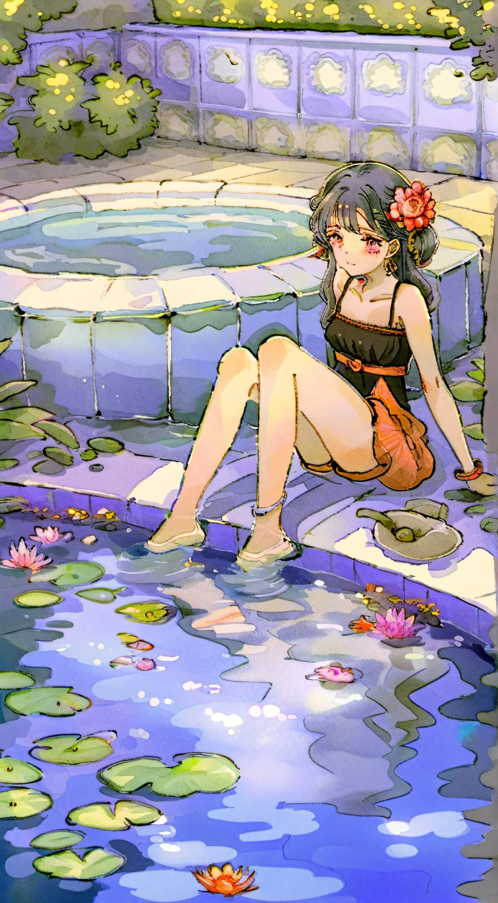 ai character: in the pool background