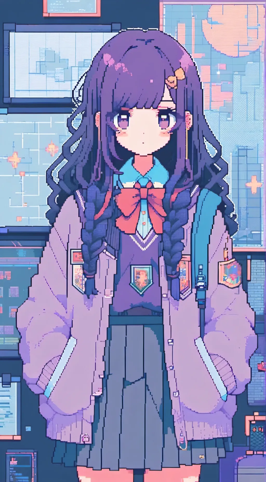 ai character: Lavender background
