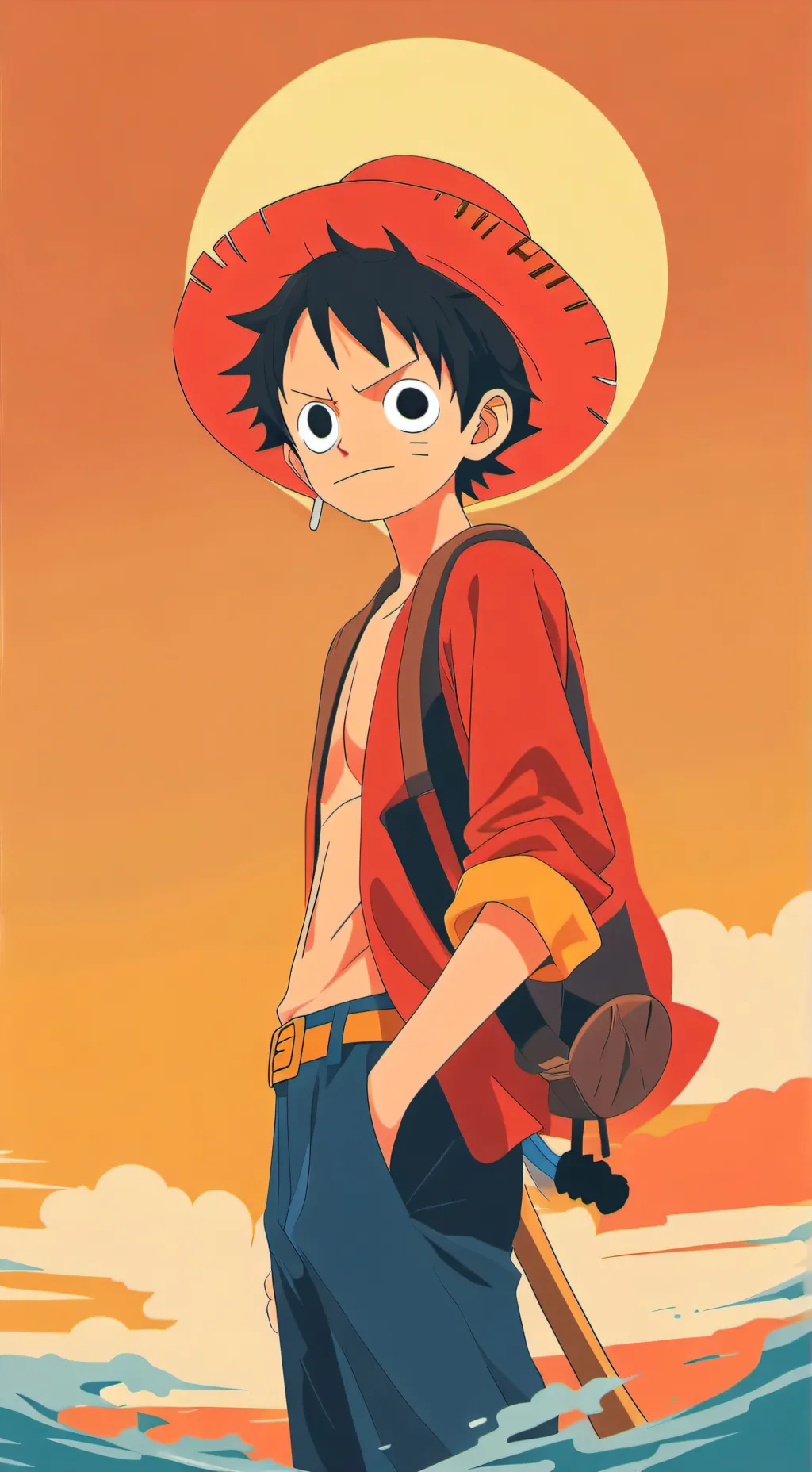 ai character: Luffy ministrant  background