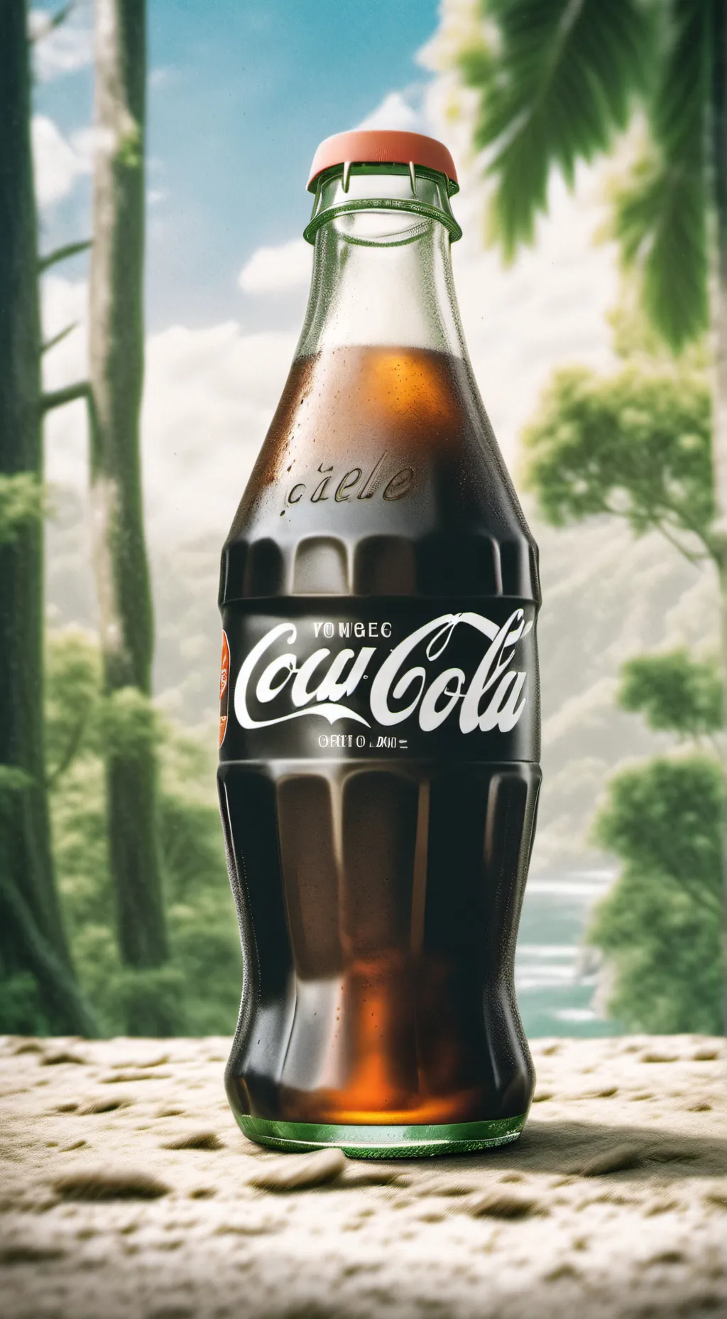 ai character: •Coca cola• background