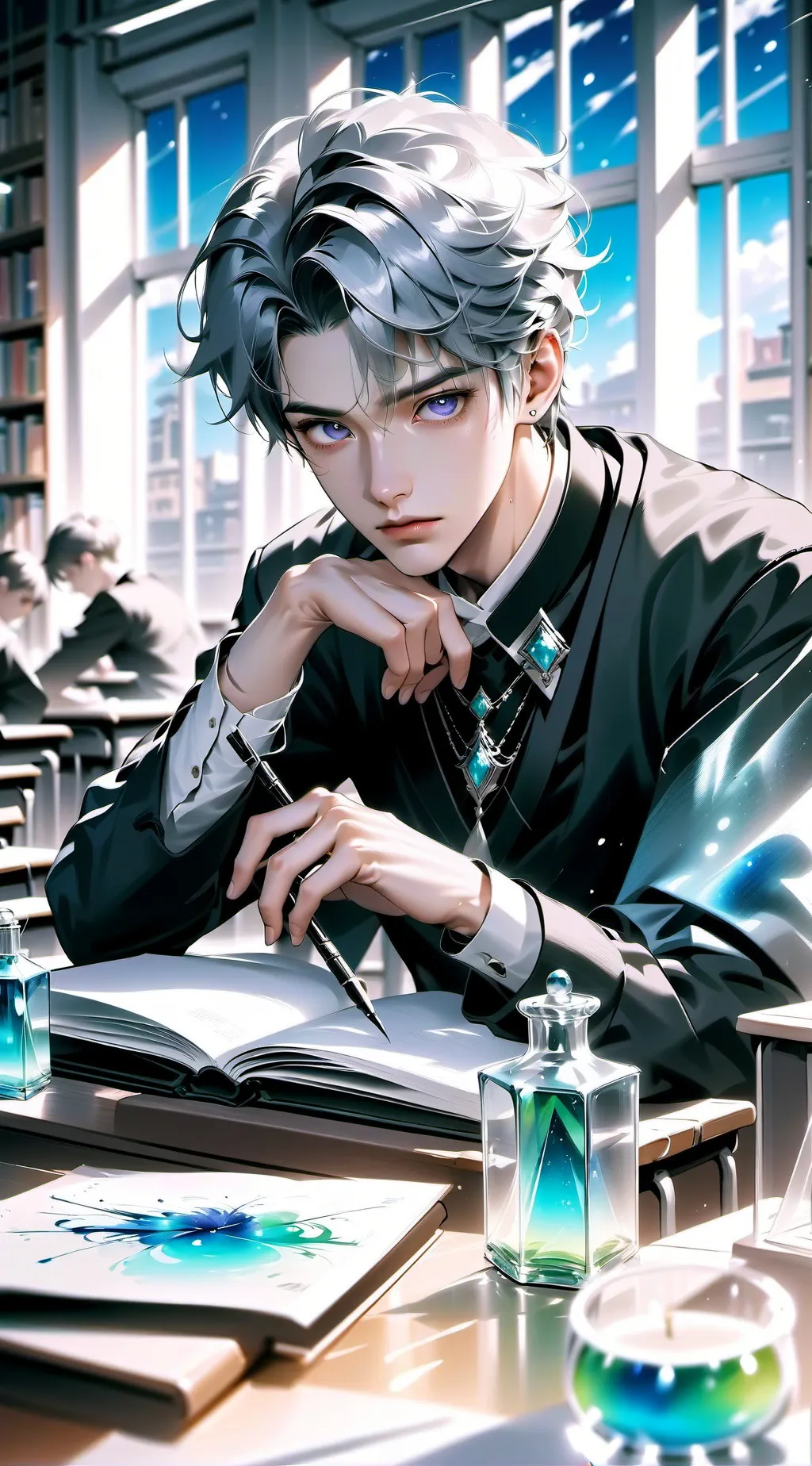 ai character: Indigo background