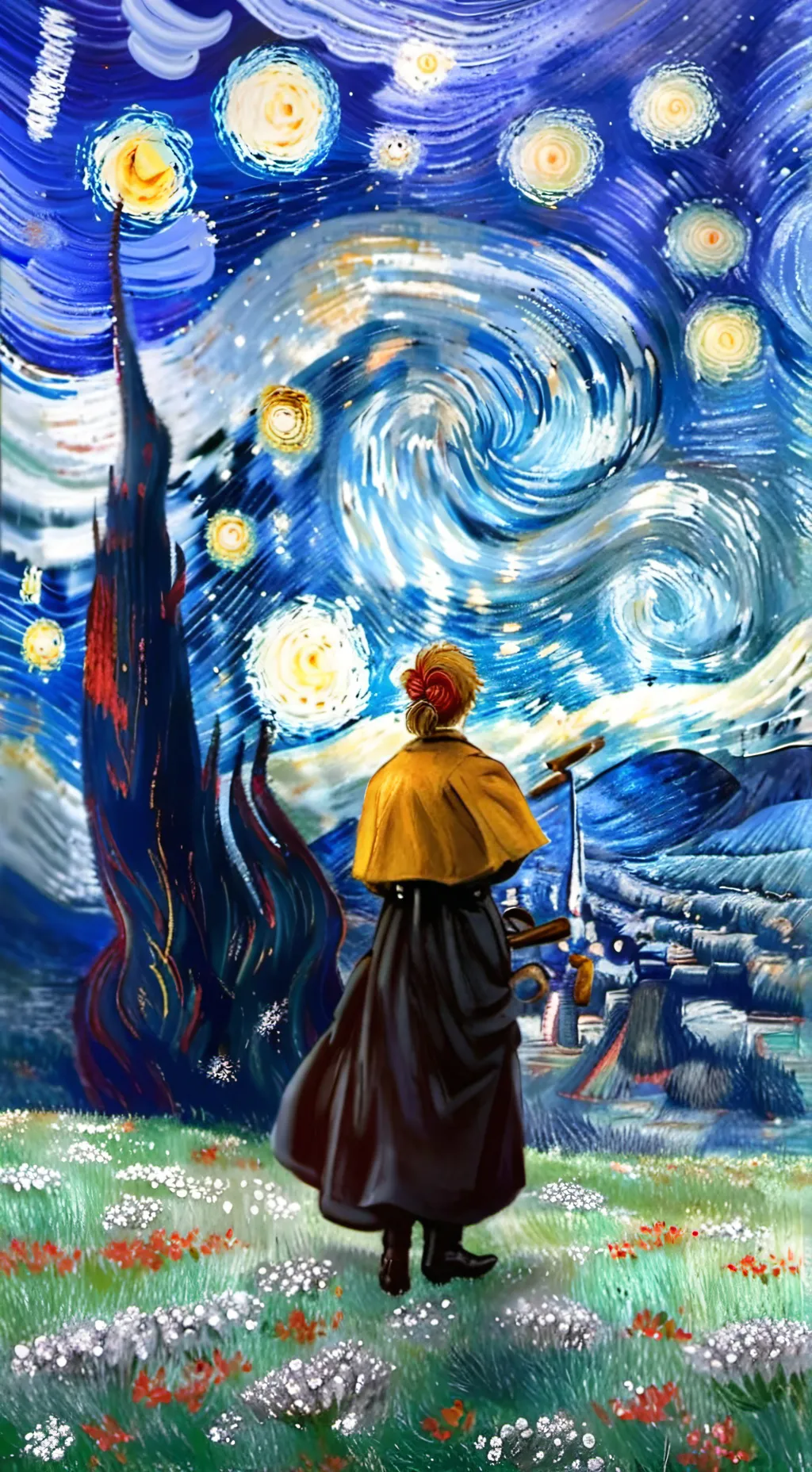 ai character: la nuit étoilé  background