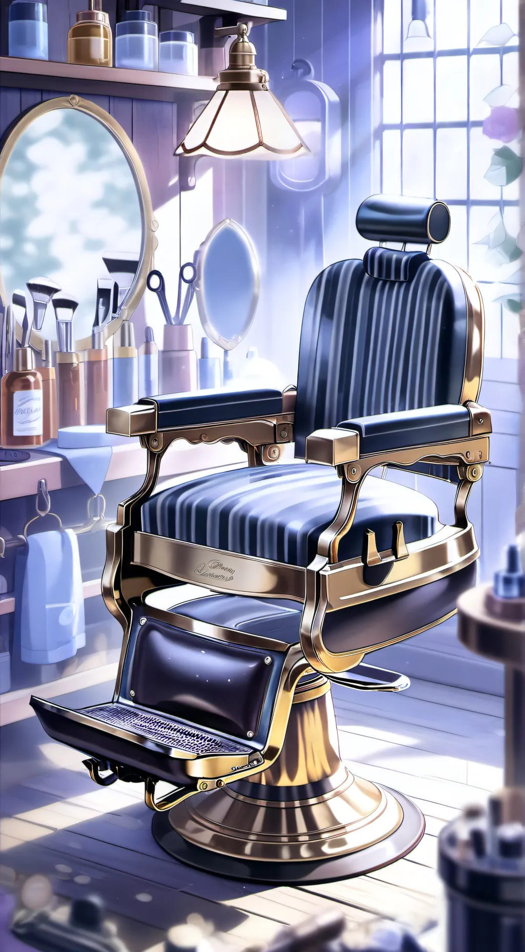 ai character: Barber machine  background