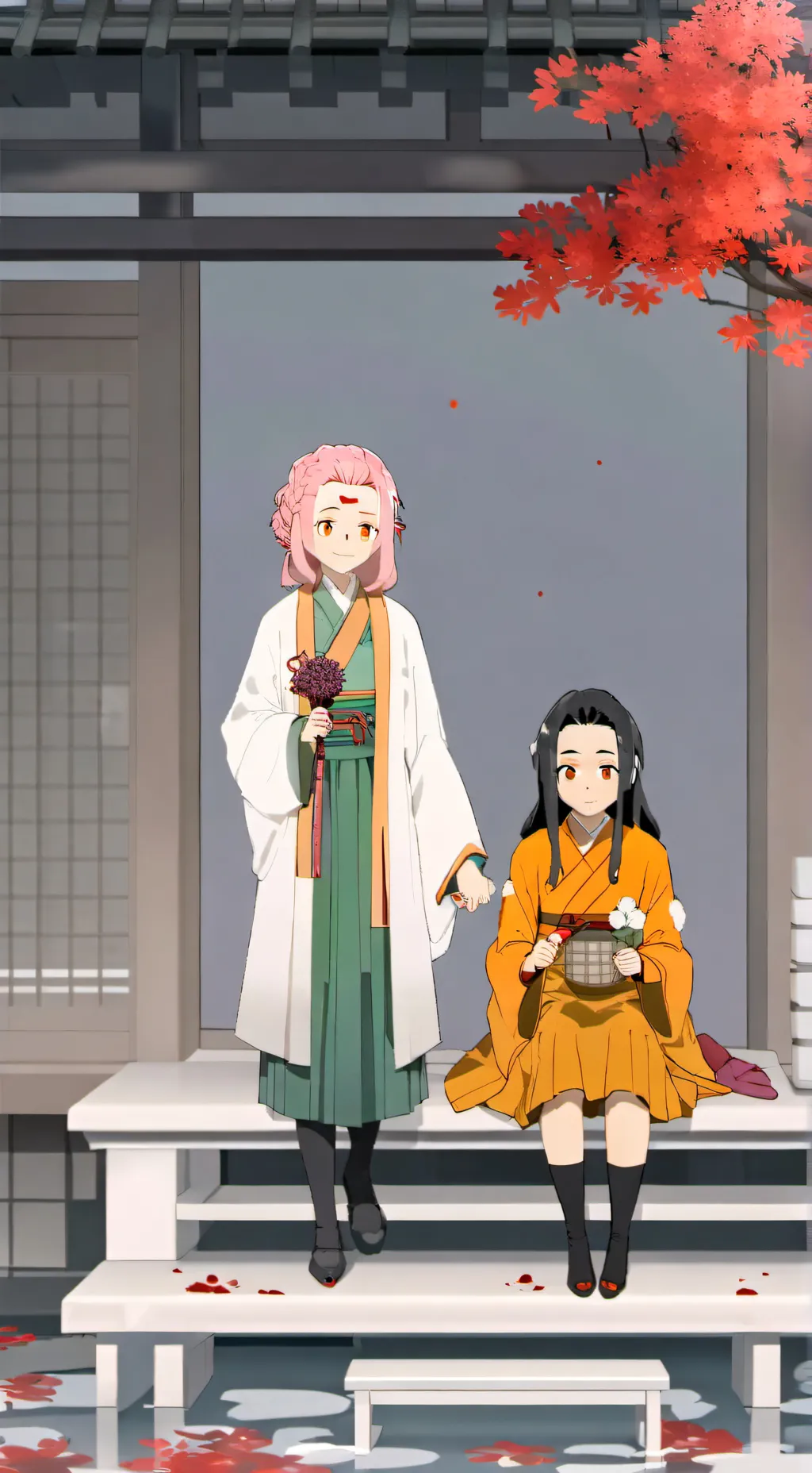 ai character: nezuko and mitsuri background