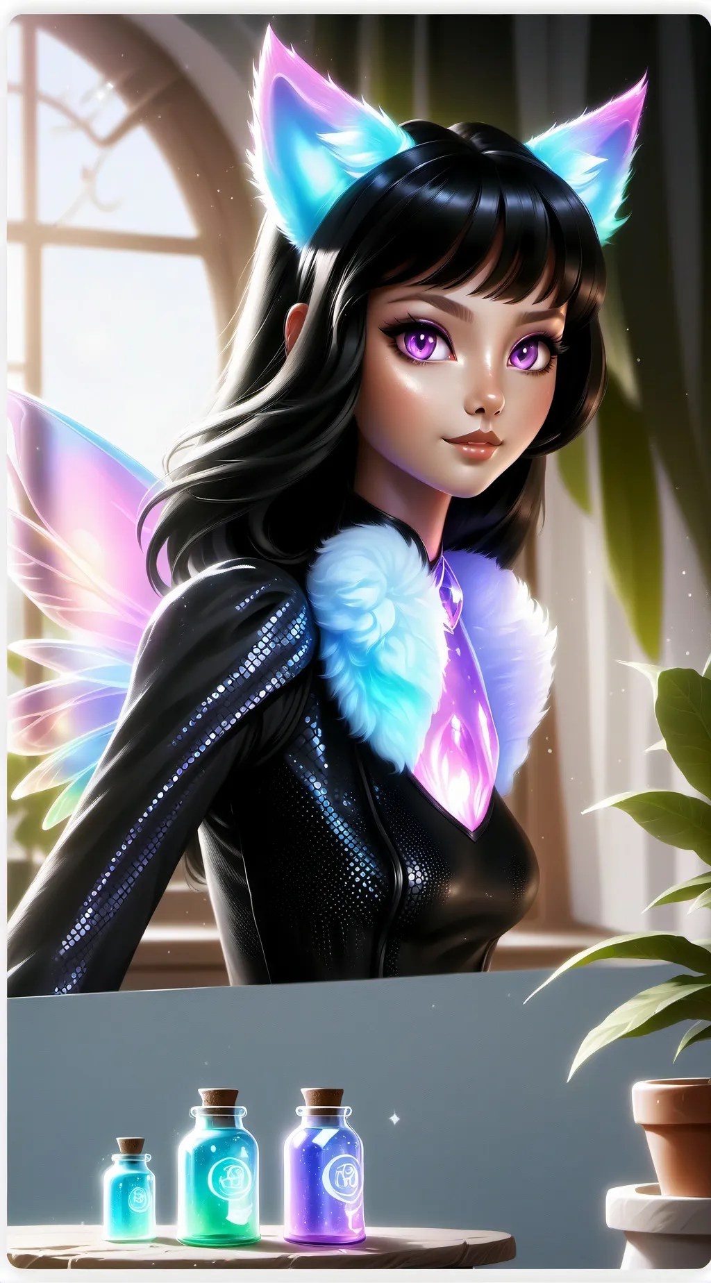 ai character: Glitterwing the Nectar Fairy background