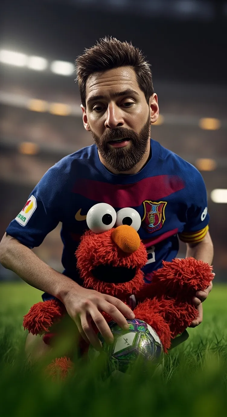 ai character: Messi vs Elmo?! background