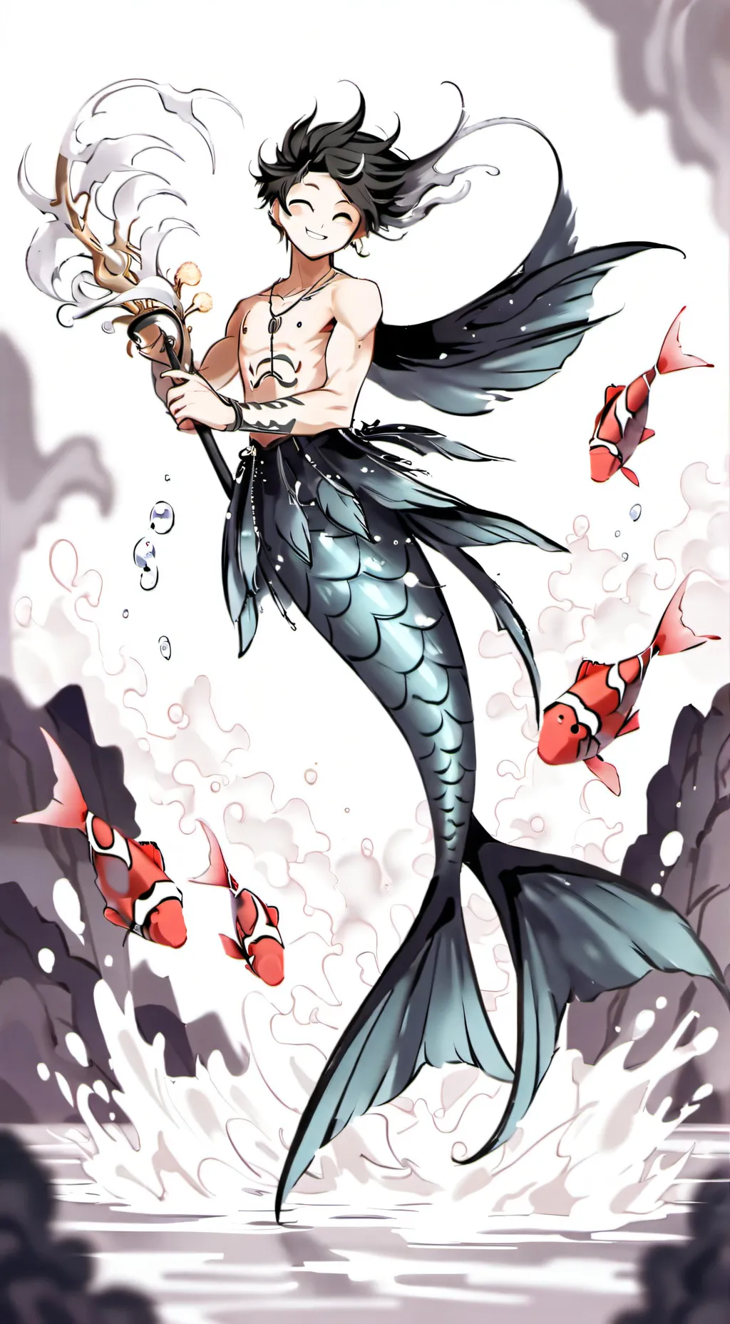 ai character: 🦈🧜🏻‍♂️ background