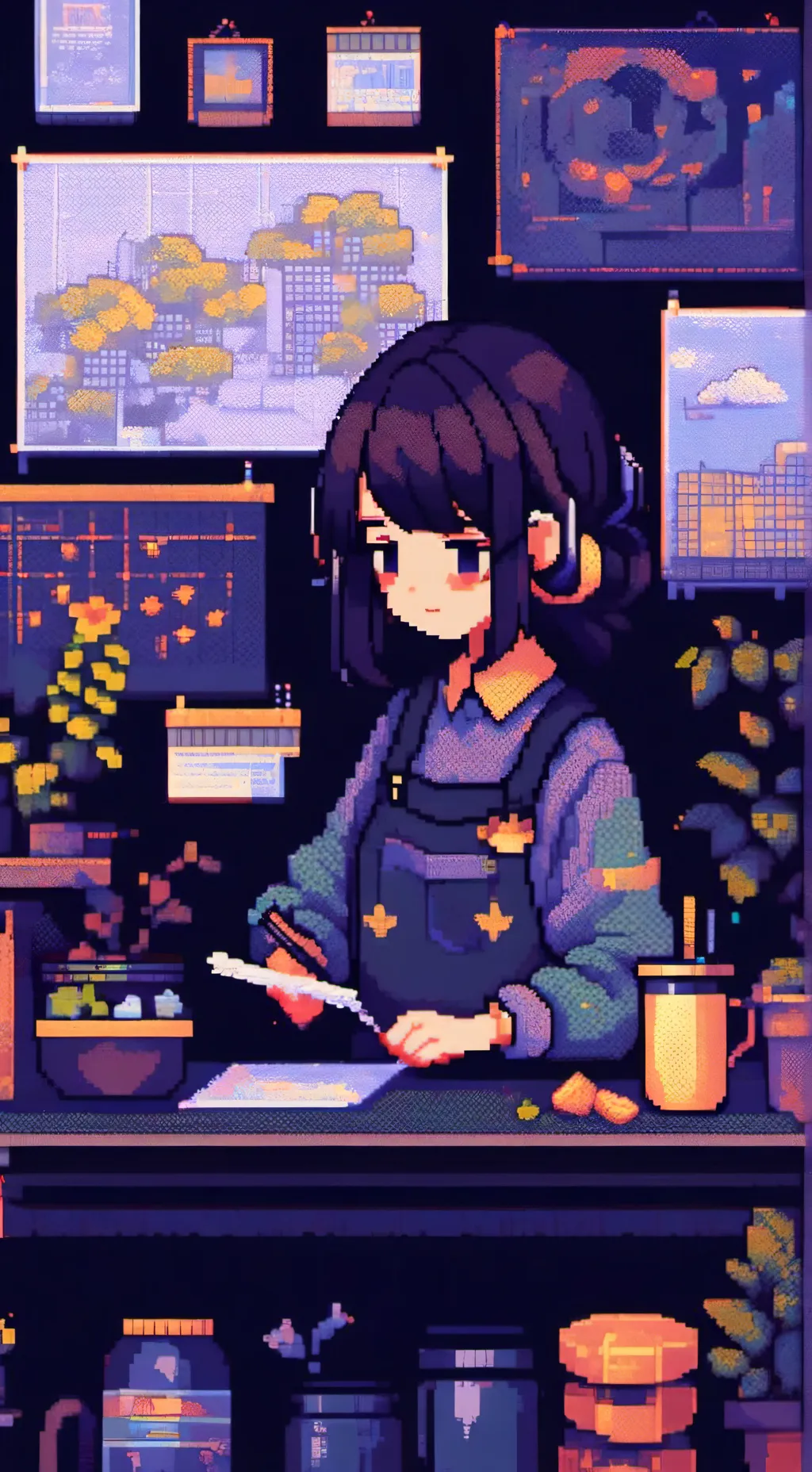 ai character: violet background