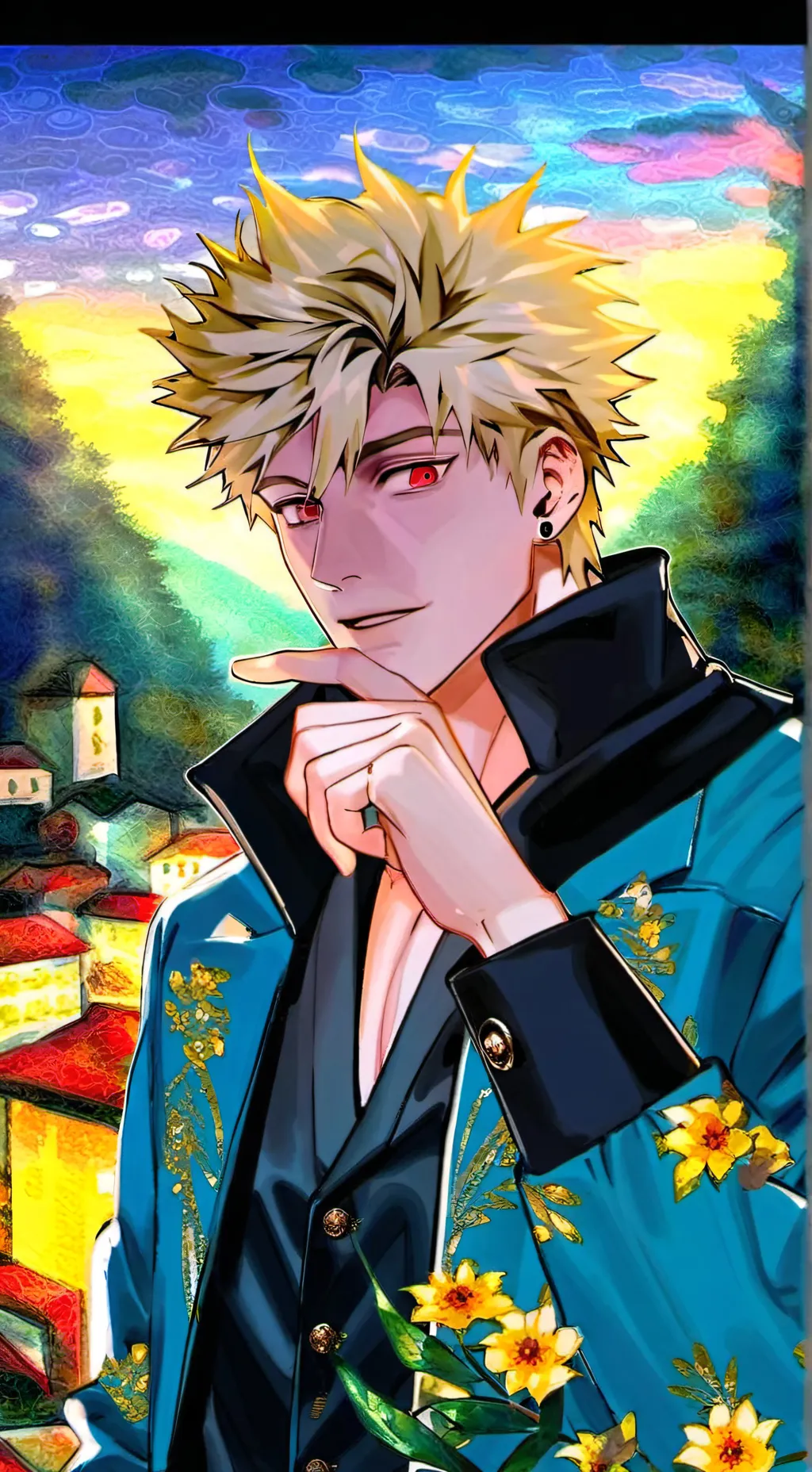 ai character: Mha prom background