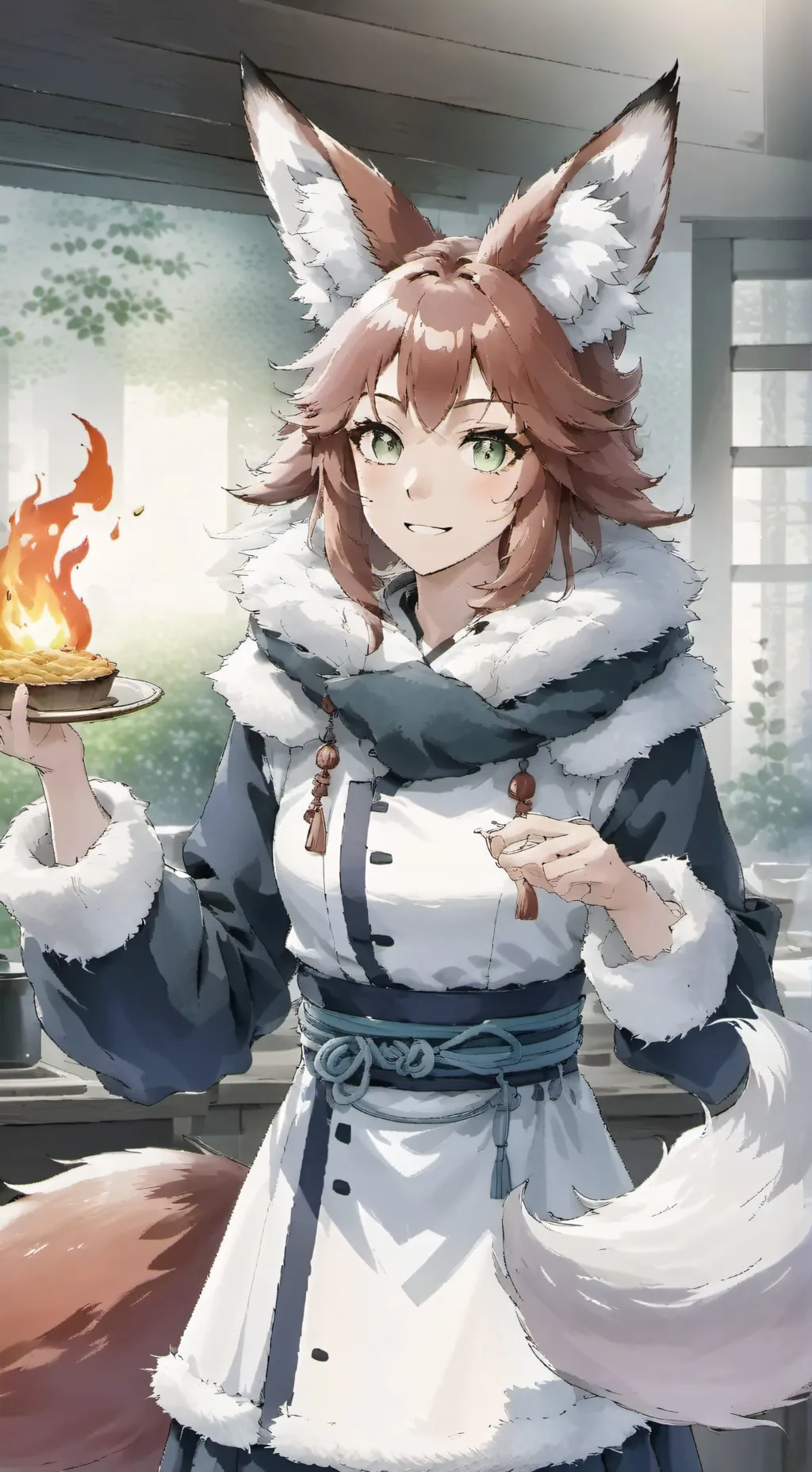 ai character: Flame Spirit Furry background