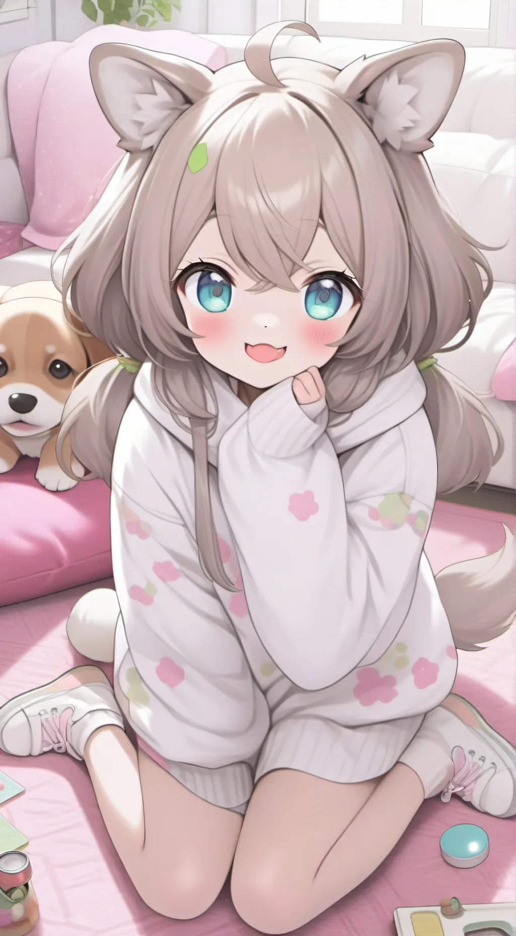 ai character: Spotty Trout Pup Spirit background