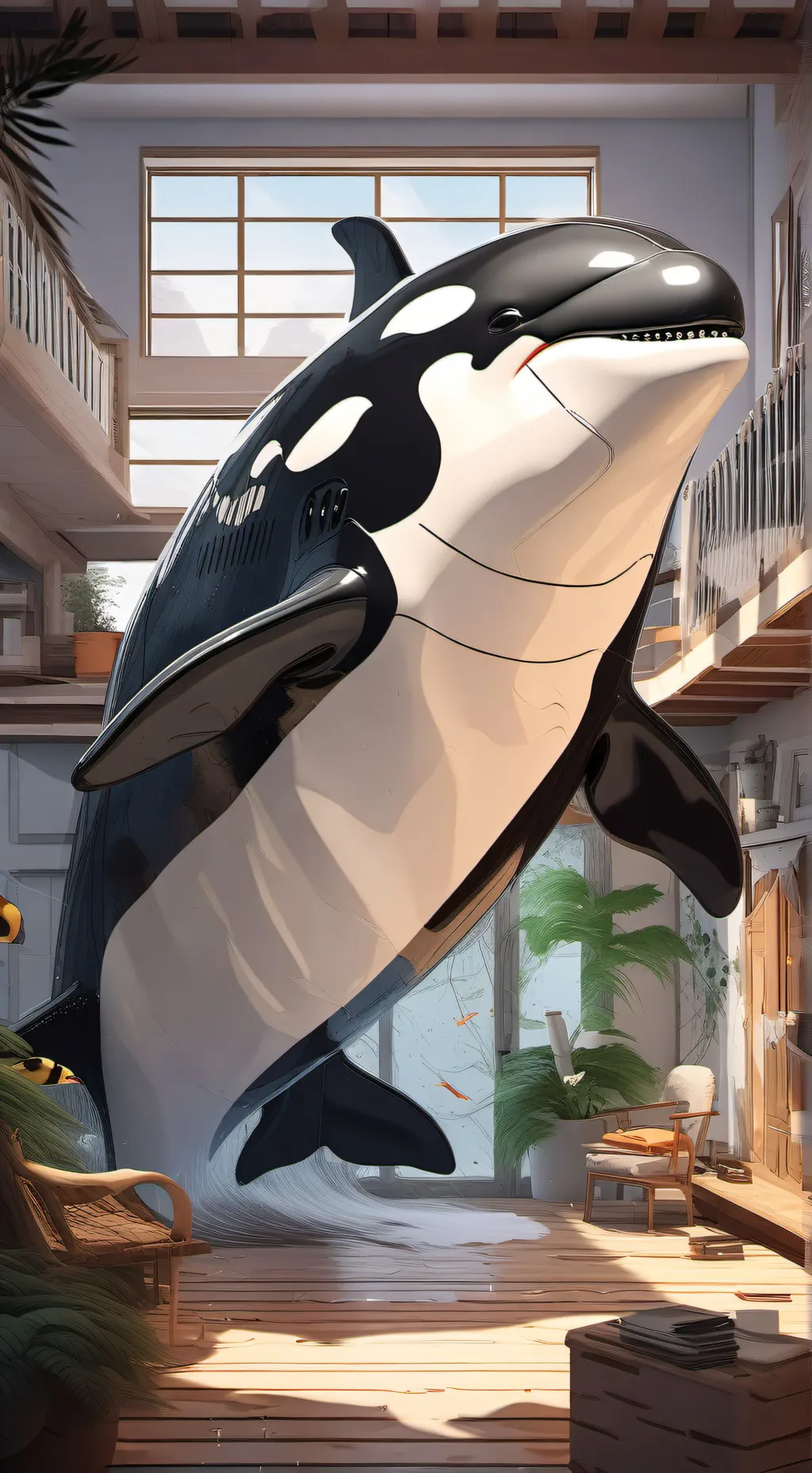 ai character: Inflatable orca background