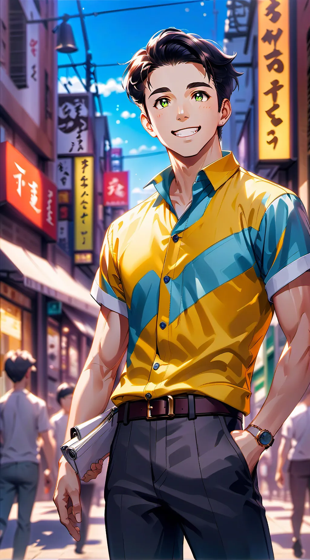 ai character: azul VS ROJO background