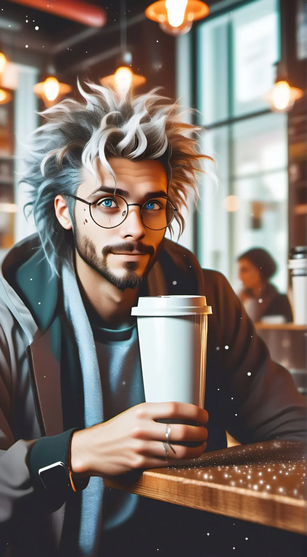 ai character: The Quantum Latte Theorist background