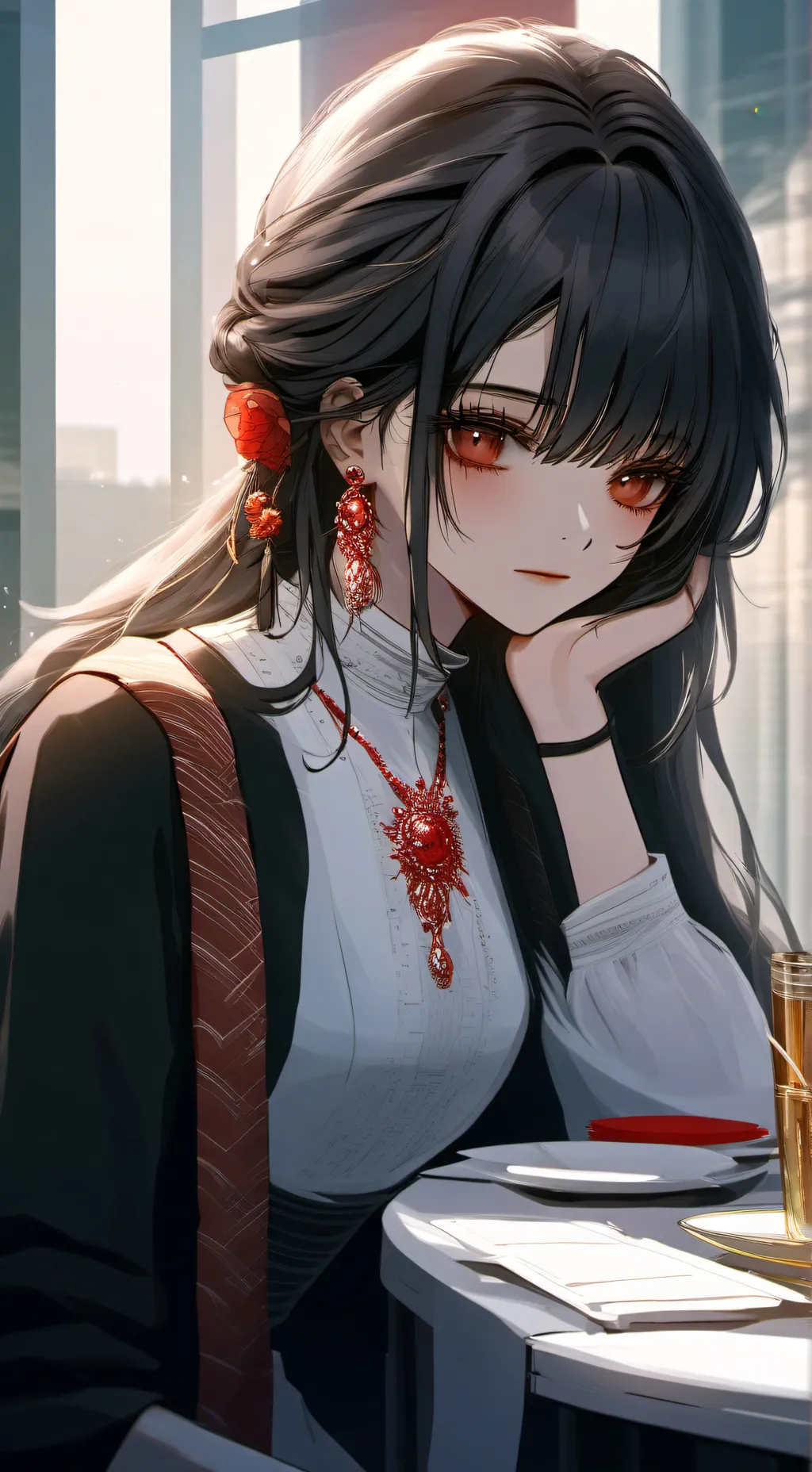 ai character: (￣(エ)￣) background