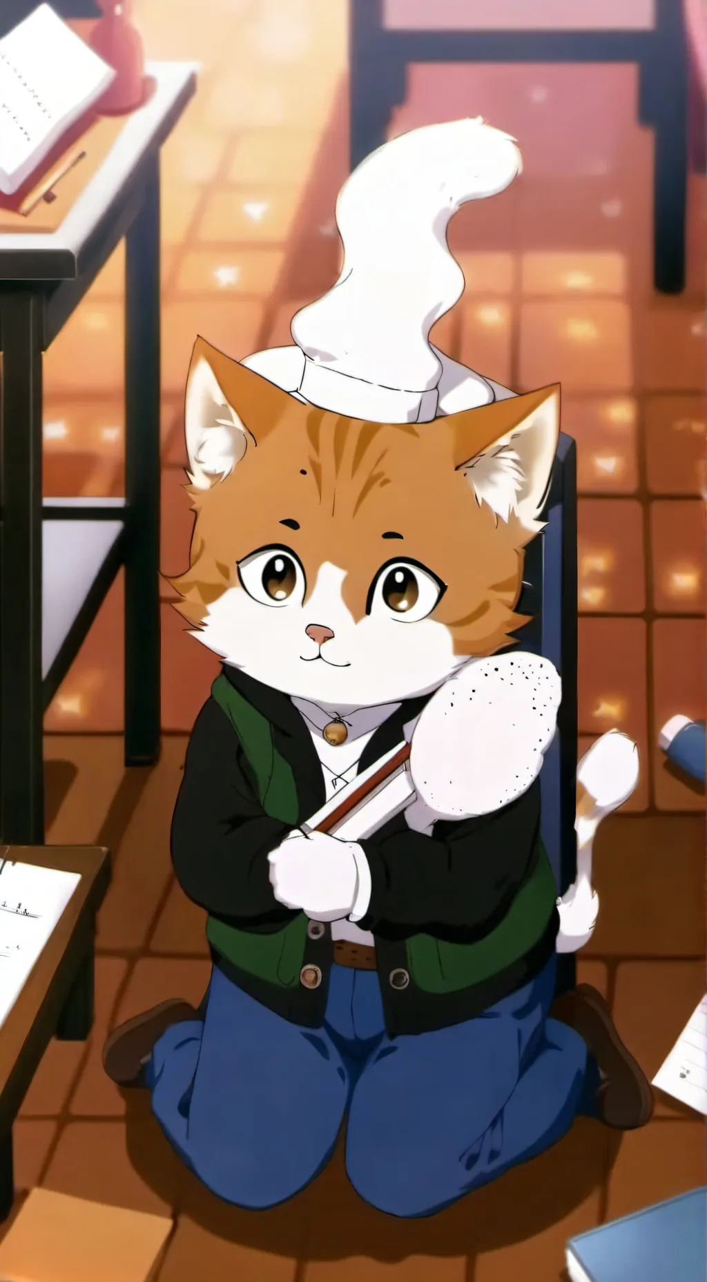 ai character: Gatito Estudioso background