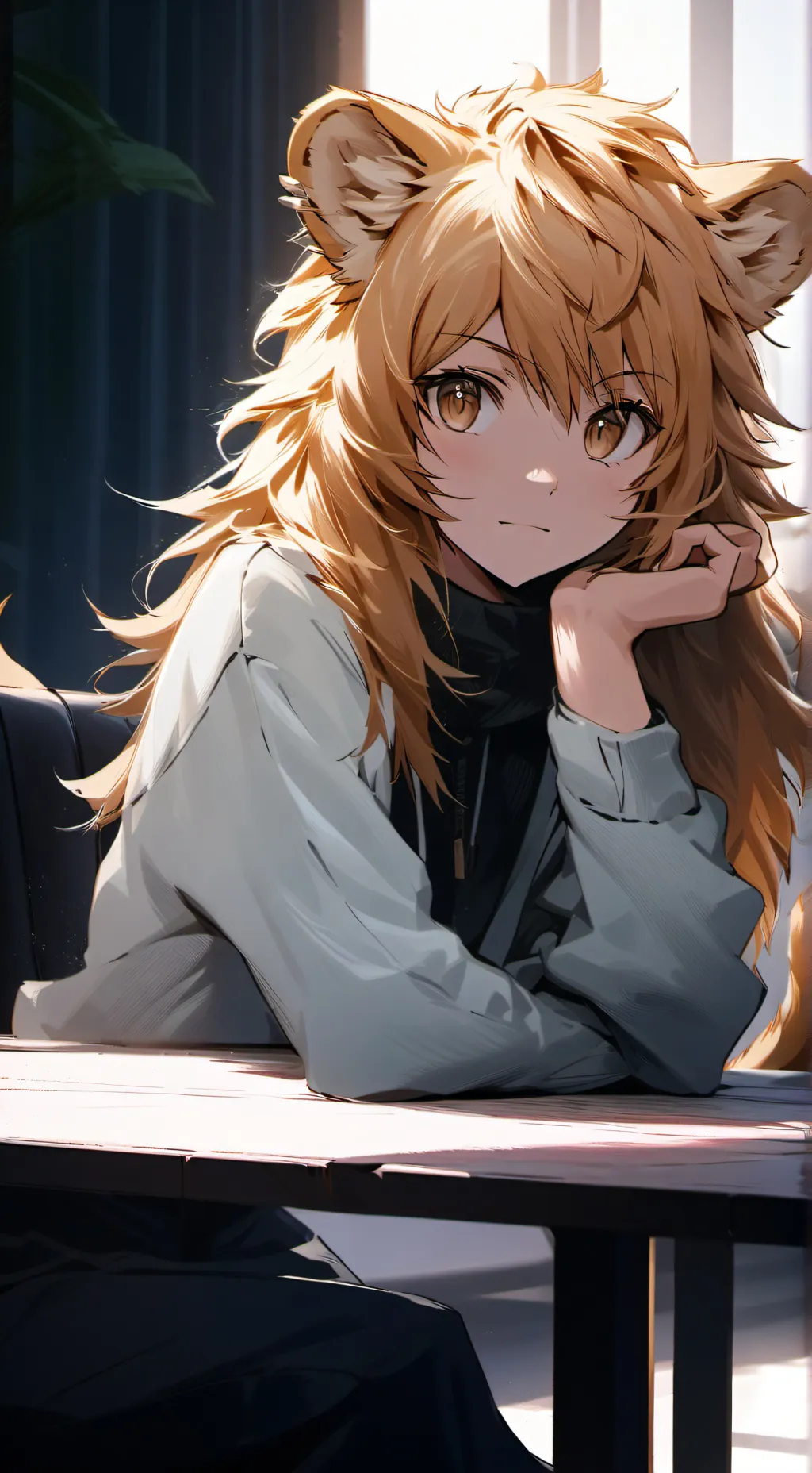 ai character: Sneaky Lioness Furry background