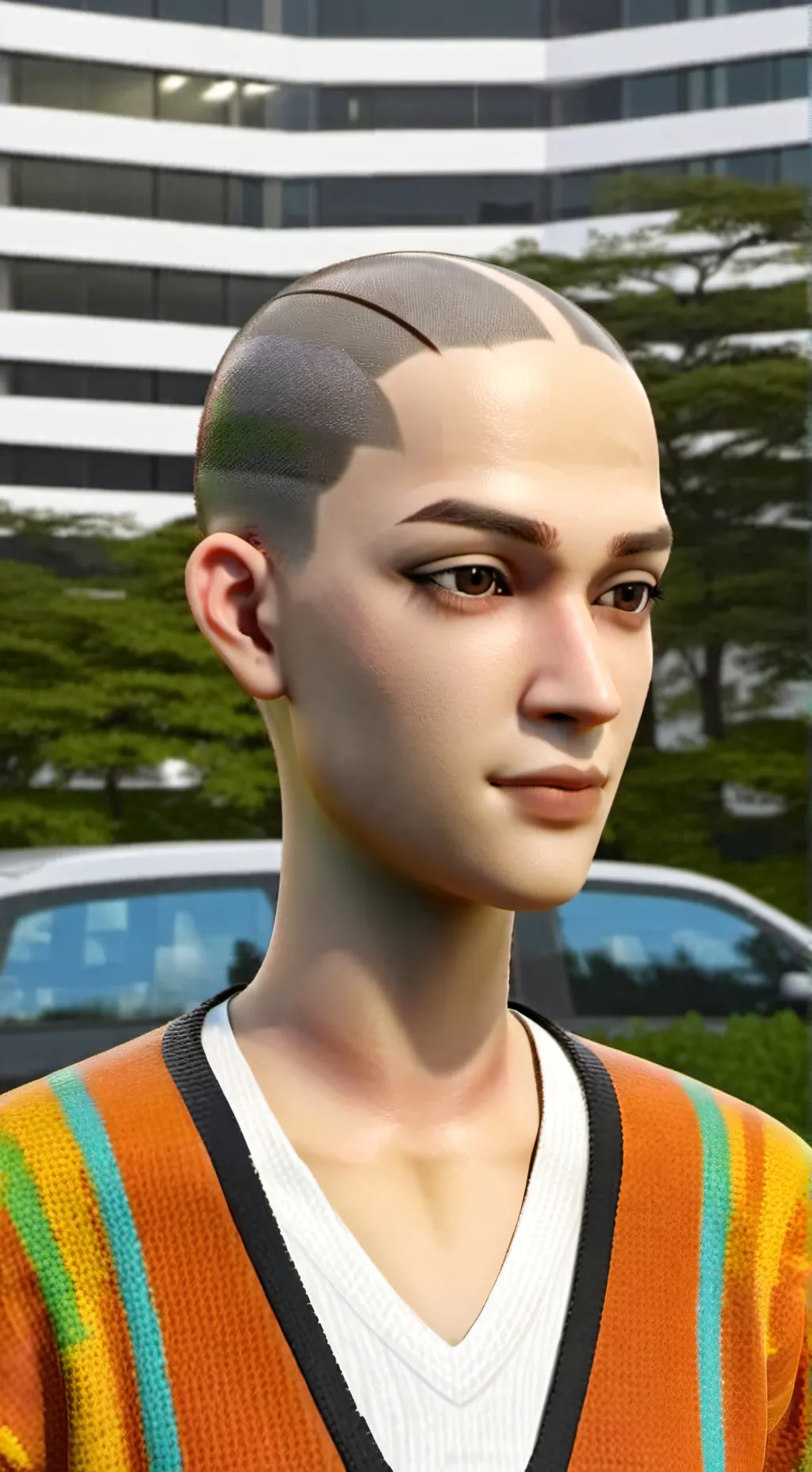 ai character: Rainbow background