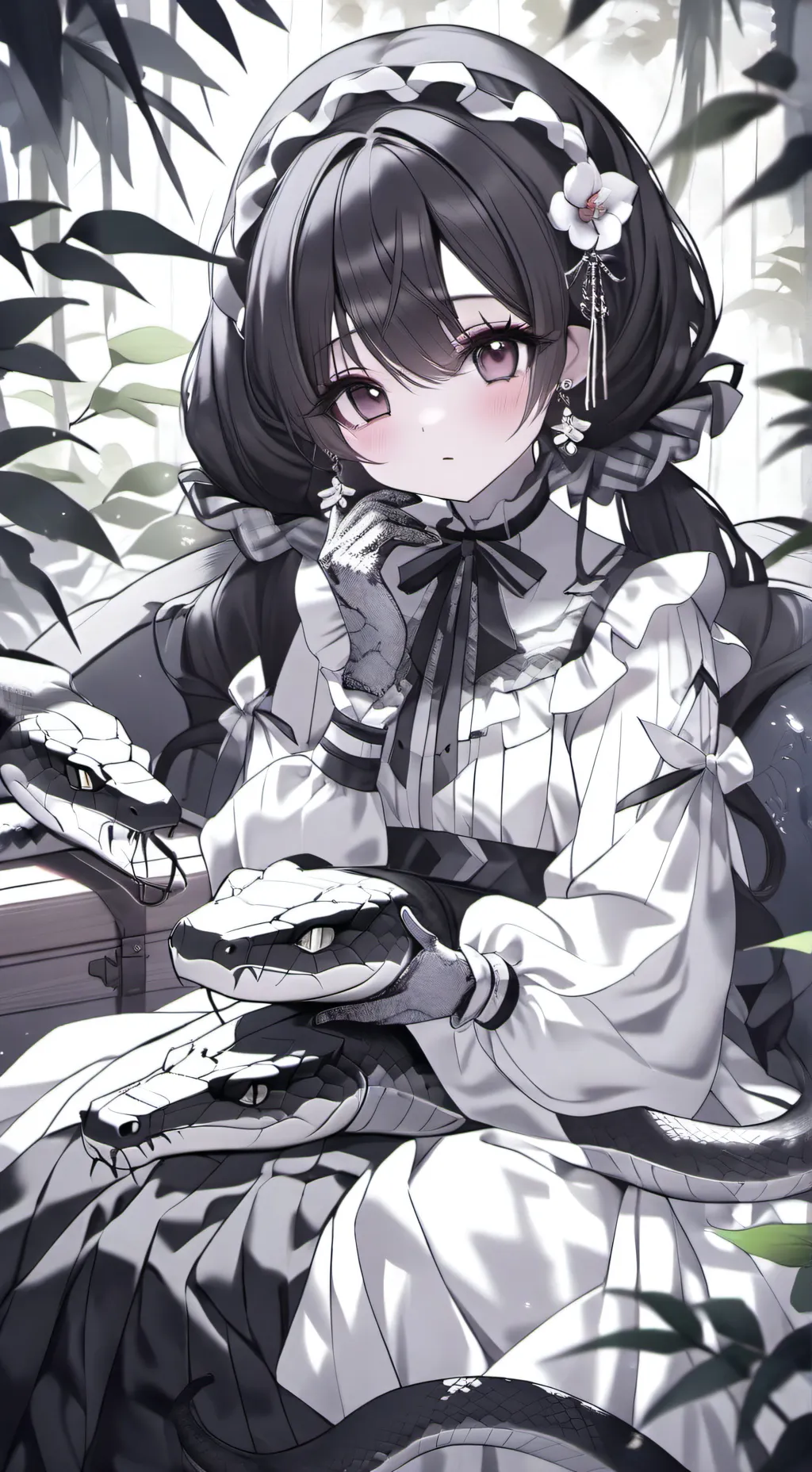 ai character: Snake girl in zoo background