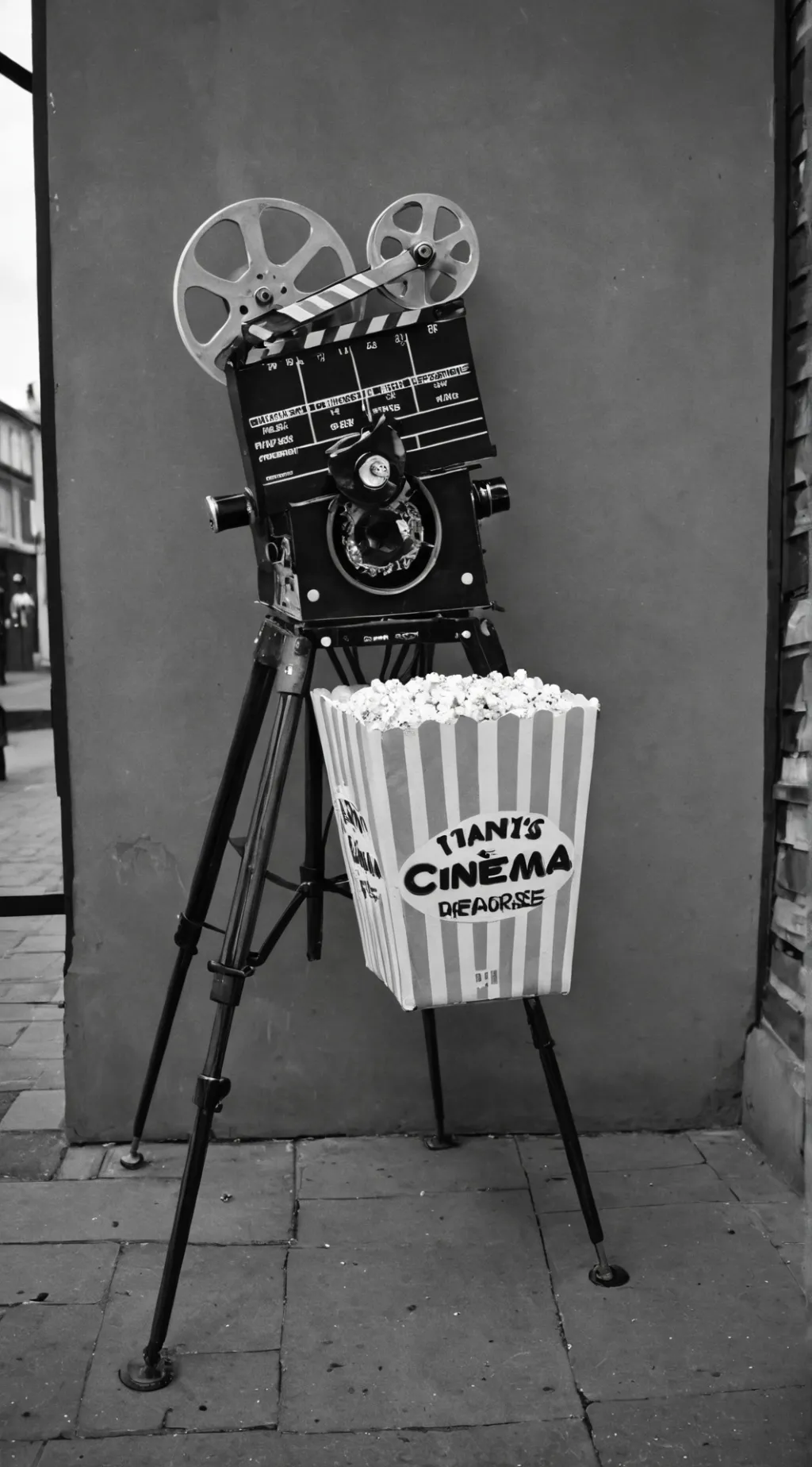 ai character: cinema in 2050 background