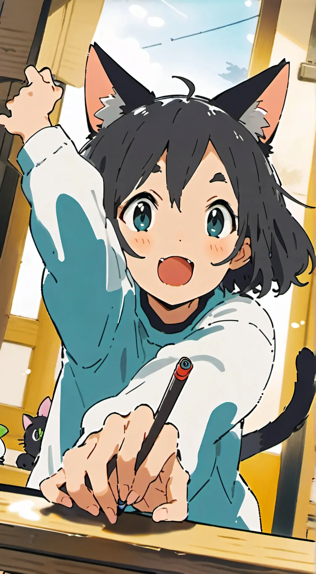 ai character: Snowball the Feline Spirit background