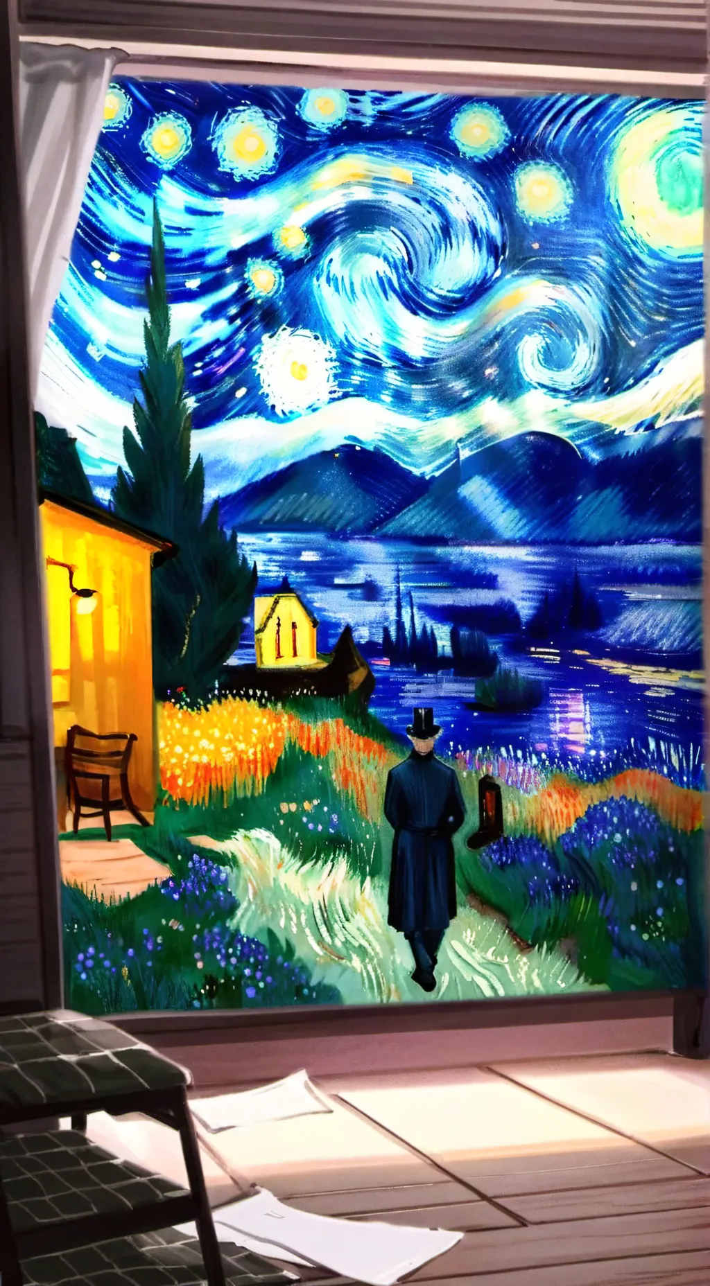 ai character: tv series maker sm background