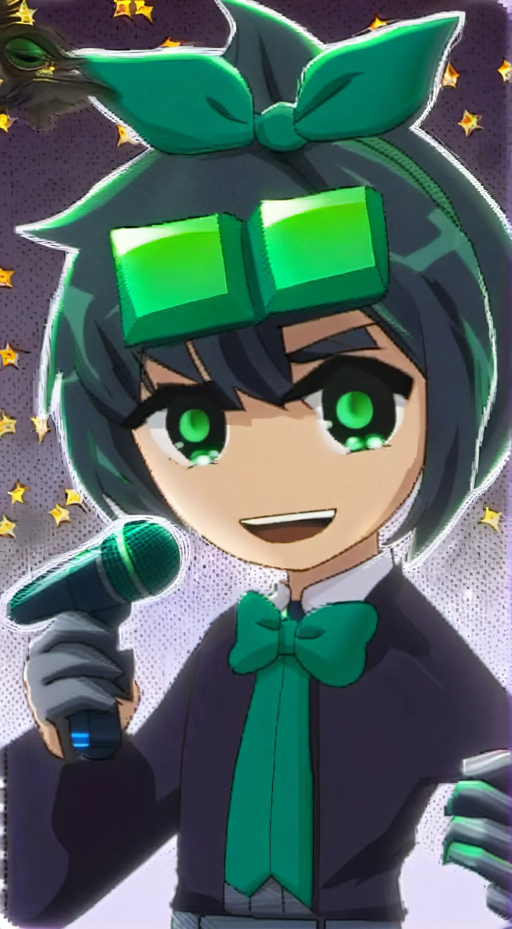 ai character: ✨️🖤💚!vee!💚🖤✨️ background