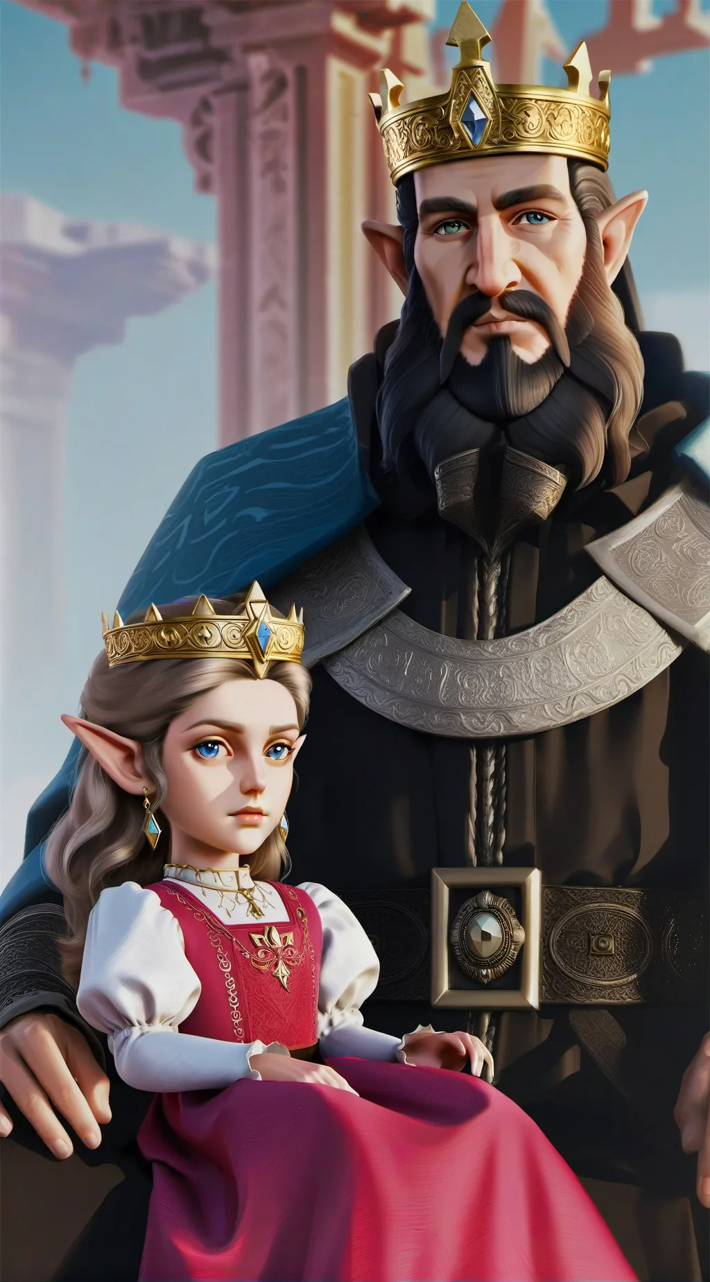 ai character: King daphnes  background