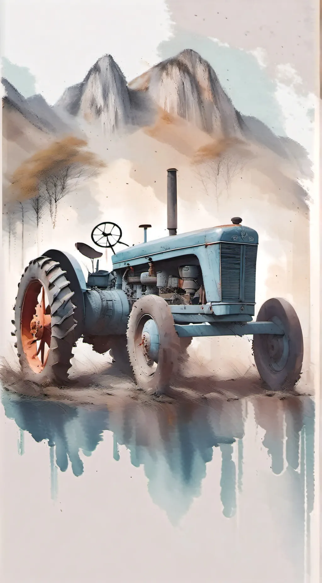 ai character: stary ciągnik background